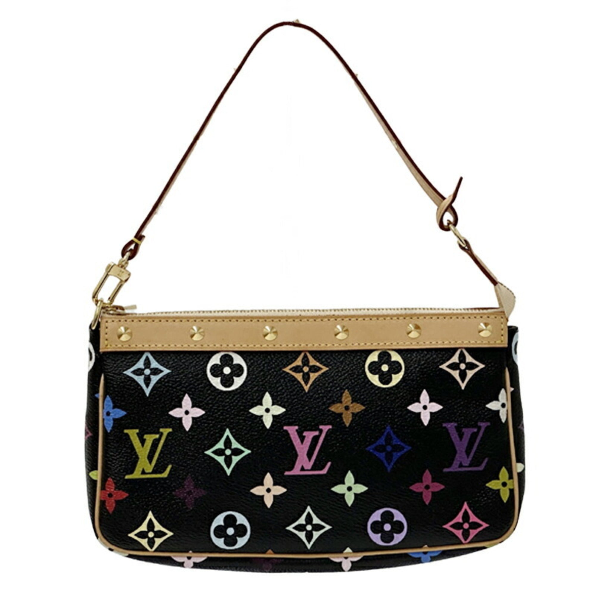 Louis Vuitton Multi-Color Noir Monogram Multicolore Handbag Pochette (Pre-Owned)