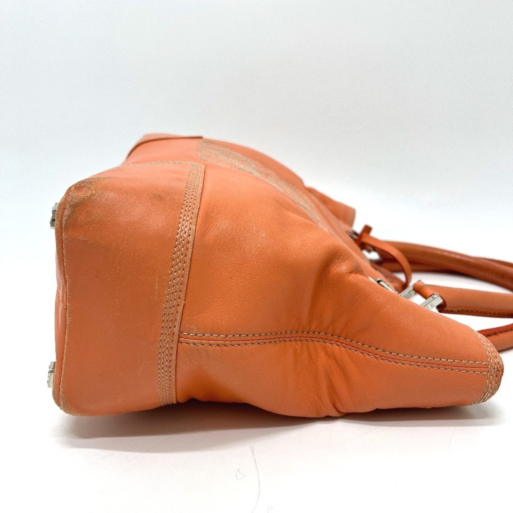 Loewe Amazona Orange Leather Handbag Tote Bag (Pre-Owned)