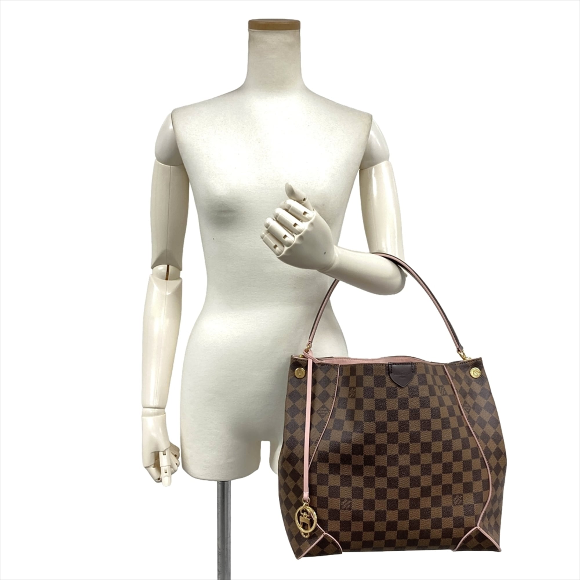 Louis Vuitton Brown Damier Canvas Ebene Pink Rose Ballerine Damier Canvas Shoulder Bag (Pre-Owned)