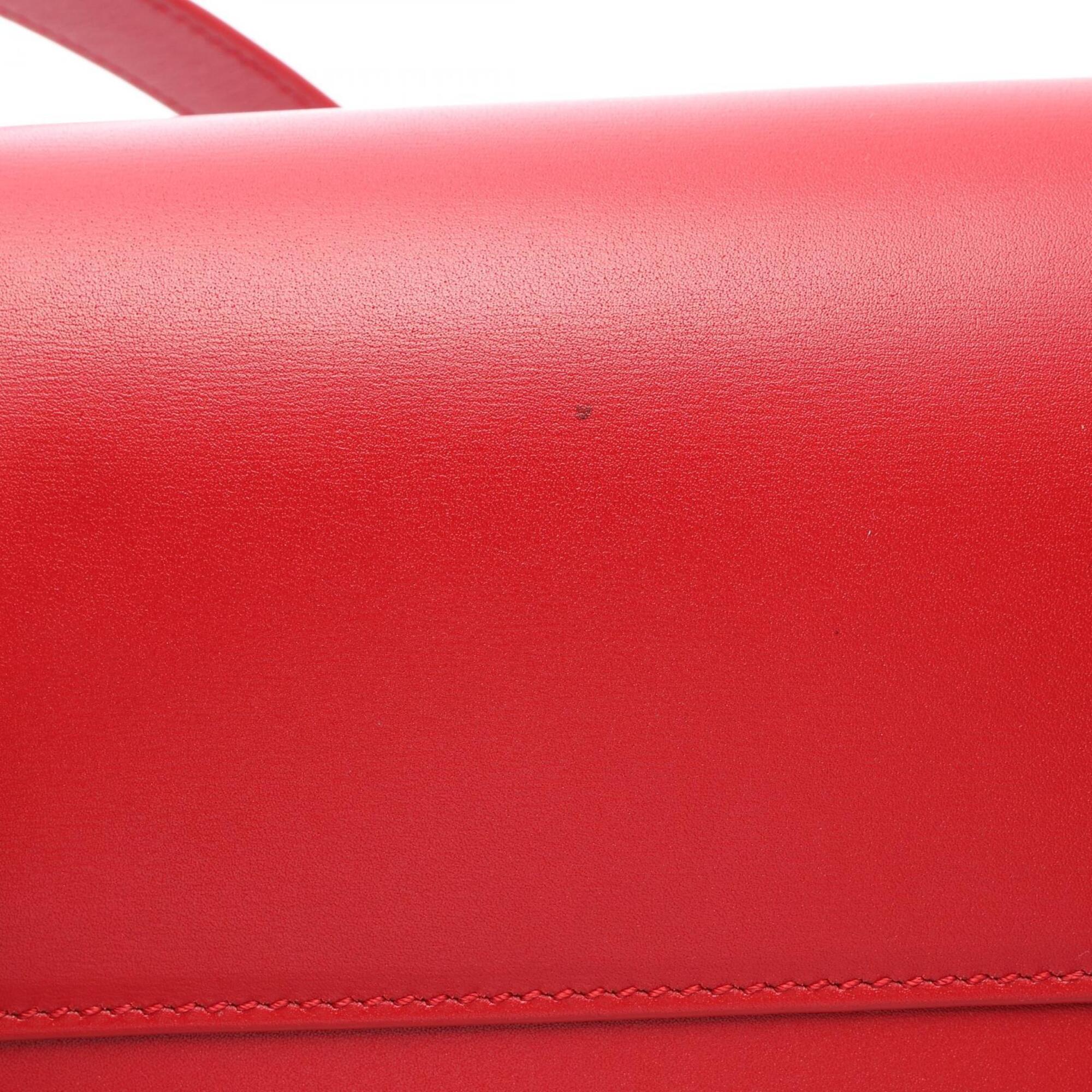 Yves Saint Laurent Red Color Leather Handbag Shoulder Bag (Pre-Owned)