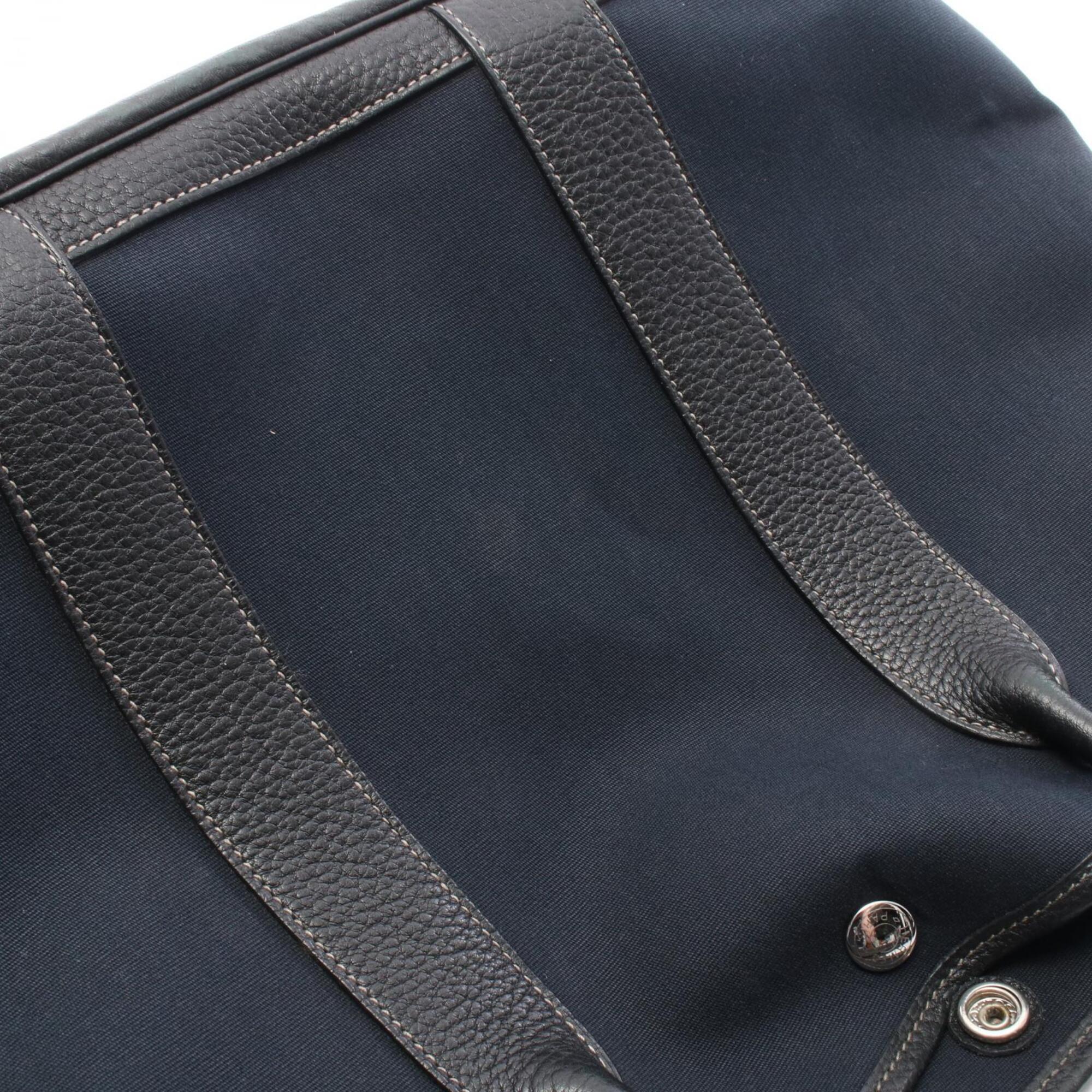 Hermes Black Toile Officier Leather Canvas Handbag Tote Bag (Pre-Owned)
