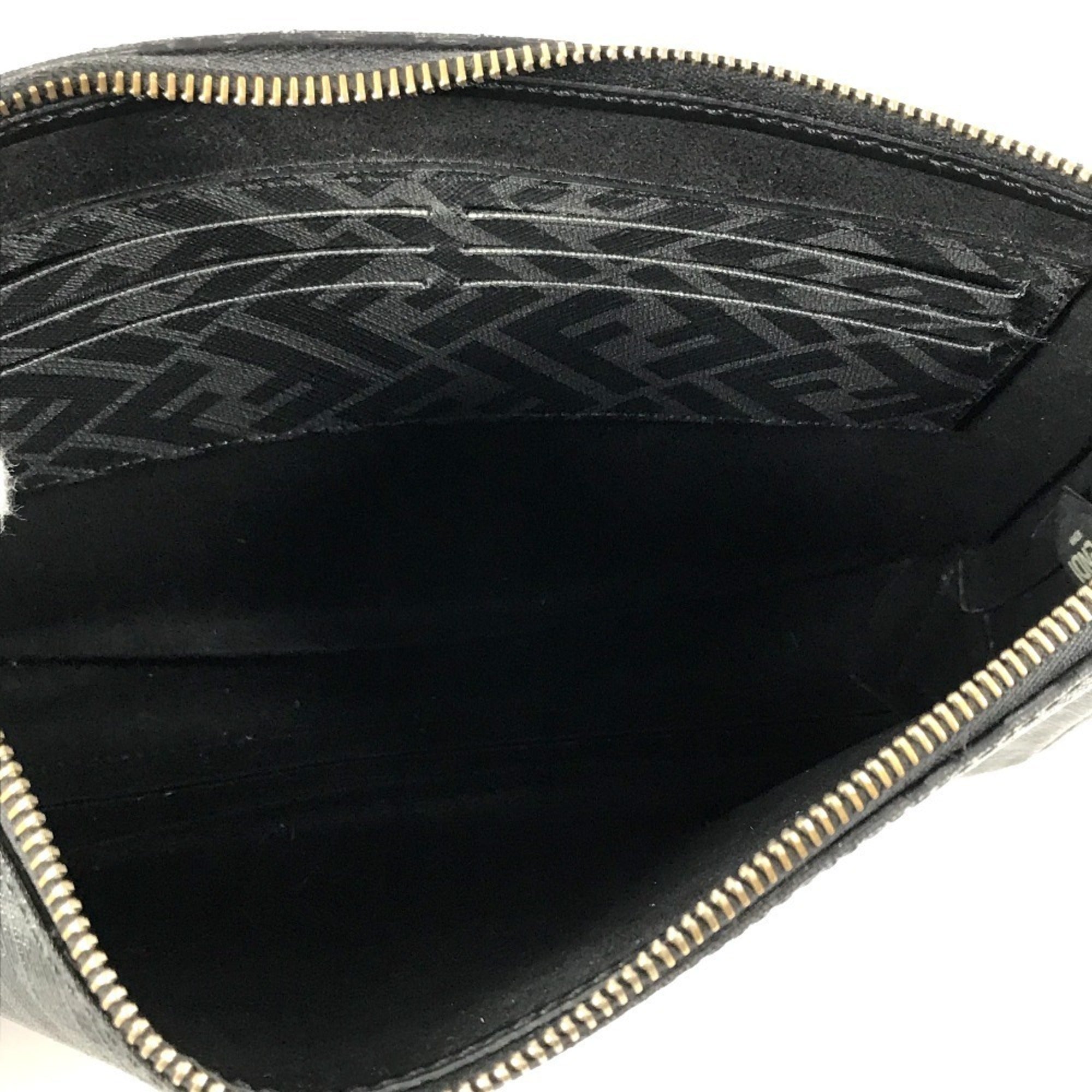 Fendi Zucca Black Gray Pvc Leather Clutch Bag (Pre-Owned)