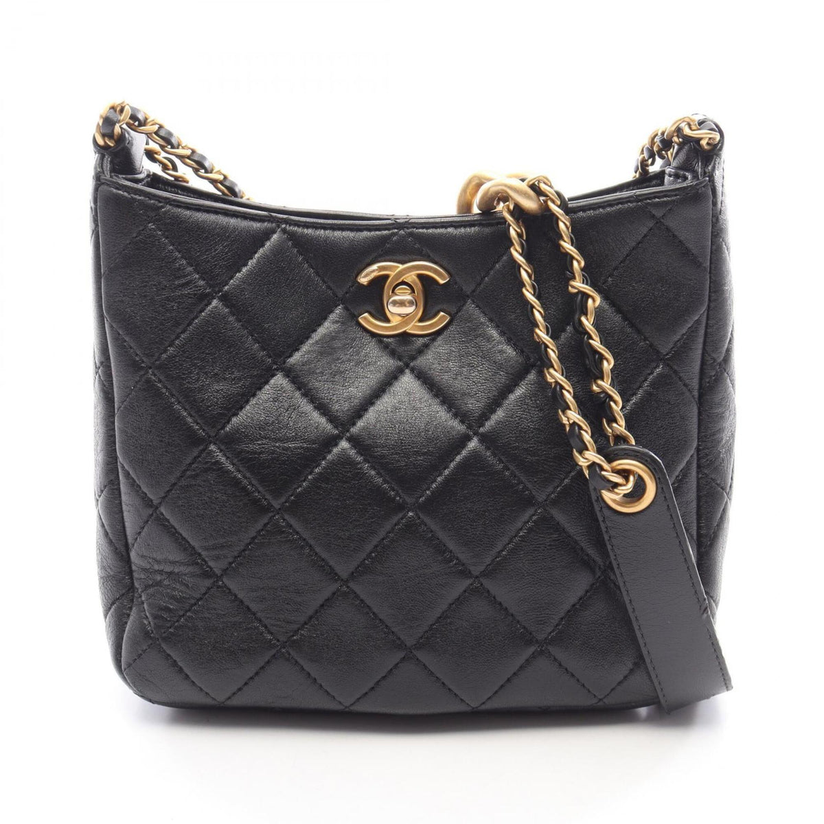 Chanel Matelasse Black Leather Handbag Shoulder Bag (Pre-Owned)