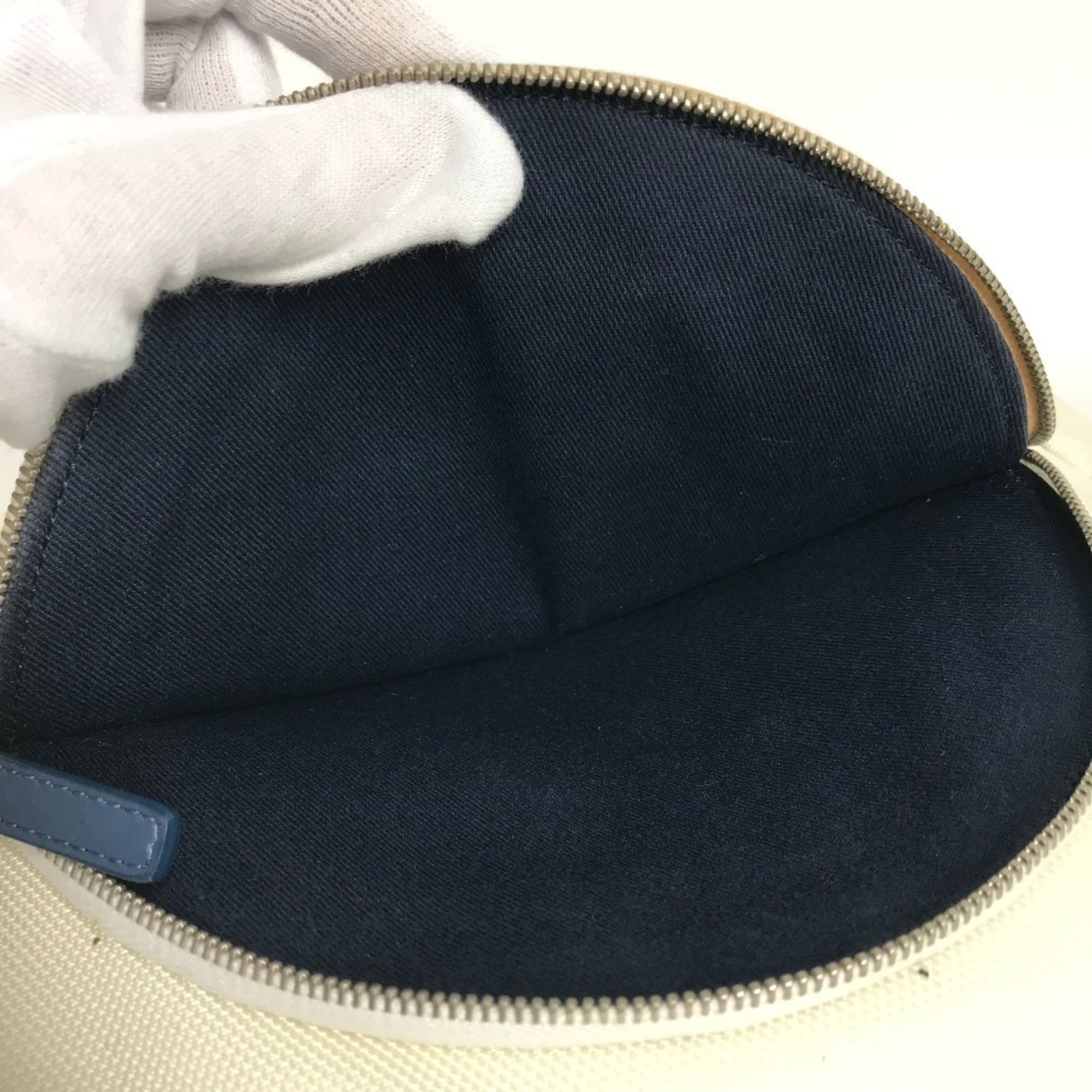 Chanel Blue White Leather Canvas Shoulder Bag Tote Bag (Pre-Owned)