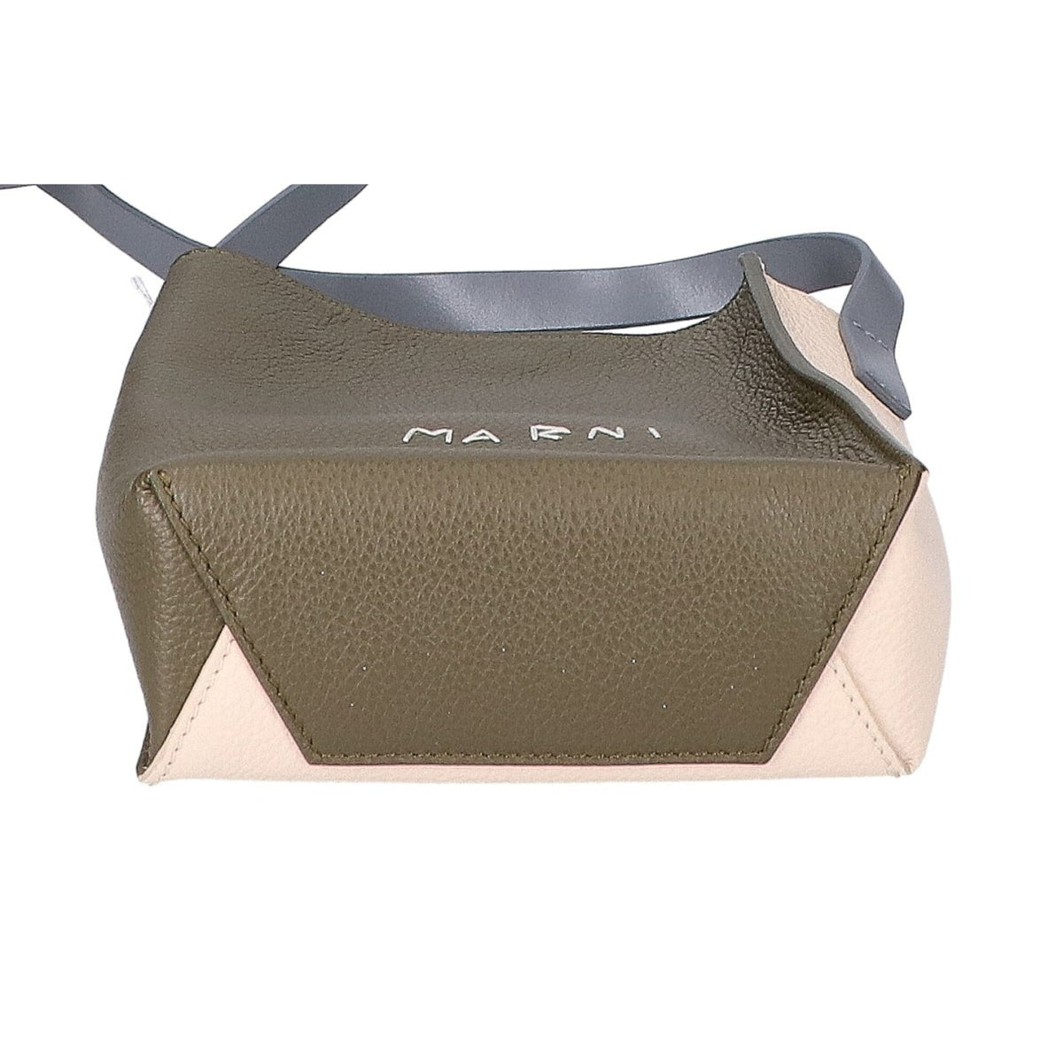 Marni Gray Ivory Khaki Leather Shoulder Bag (Pre-Owned)