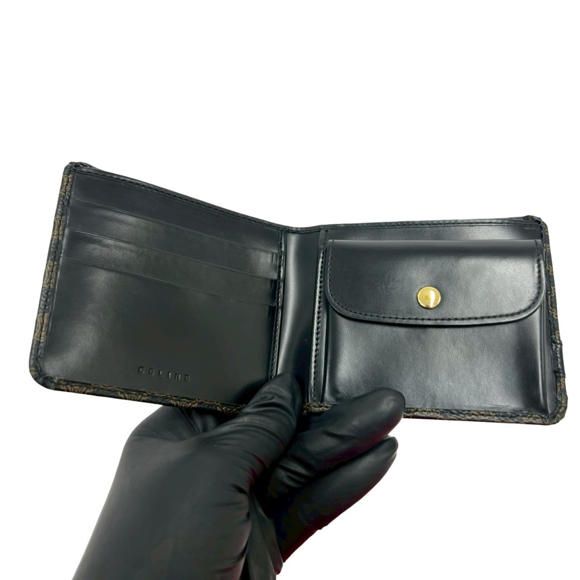 Celine Black Brown Pvc Leather Wallet (Bi-Fold) (Pre-Owned)