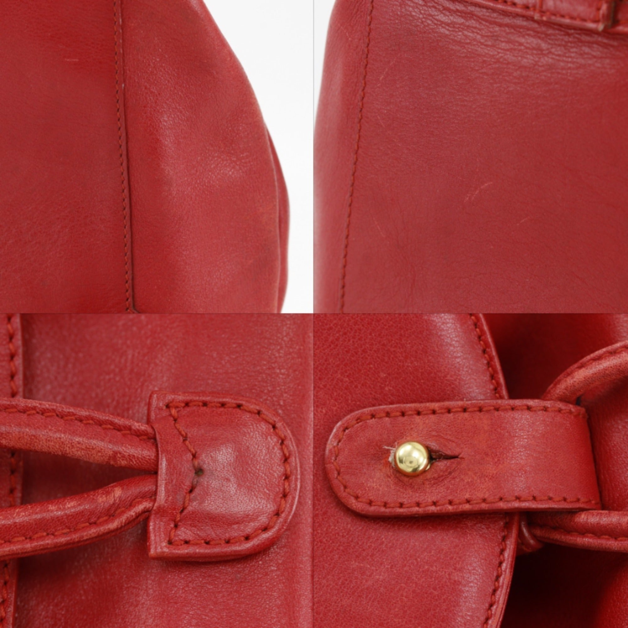 Gucci Bamboo Red Color Leather Backpack (Pre-Owned)
