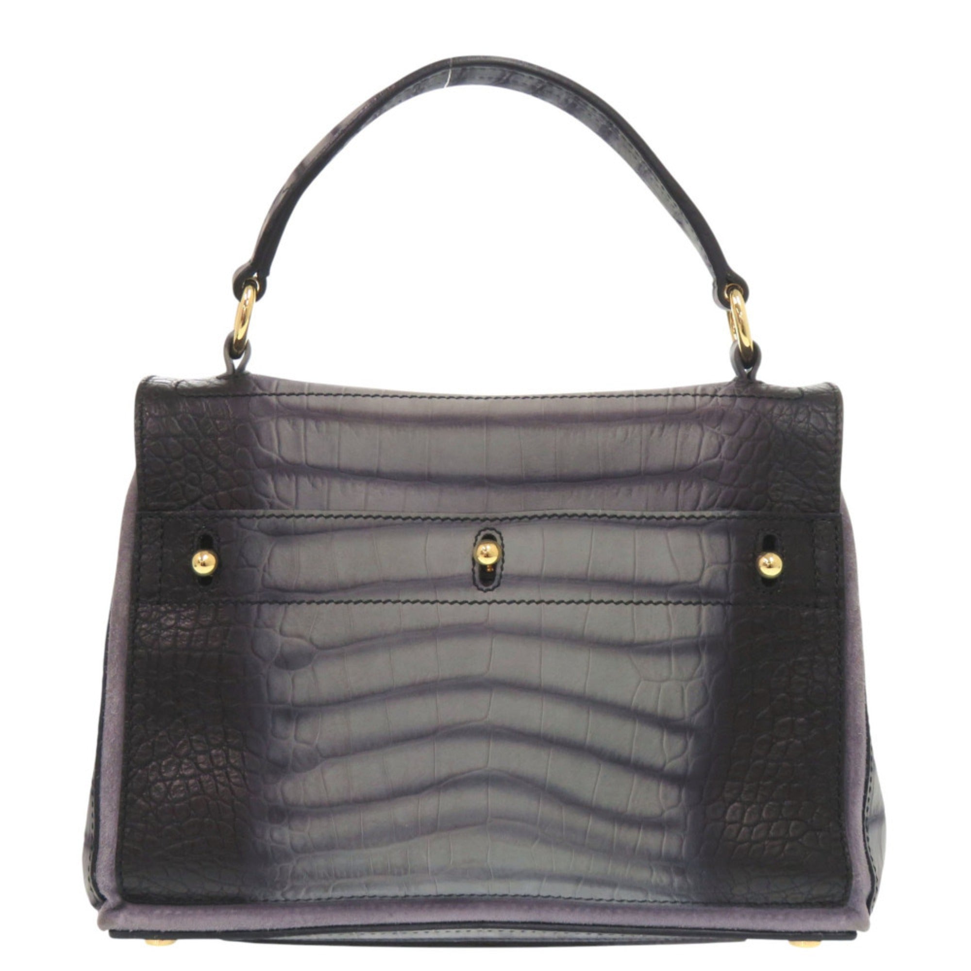 Yves Saint Laurent Black Gray Leather Handbag (Pre-Owned)