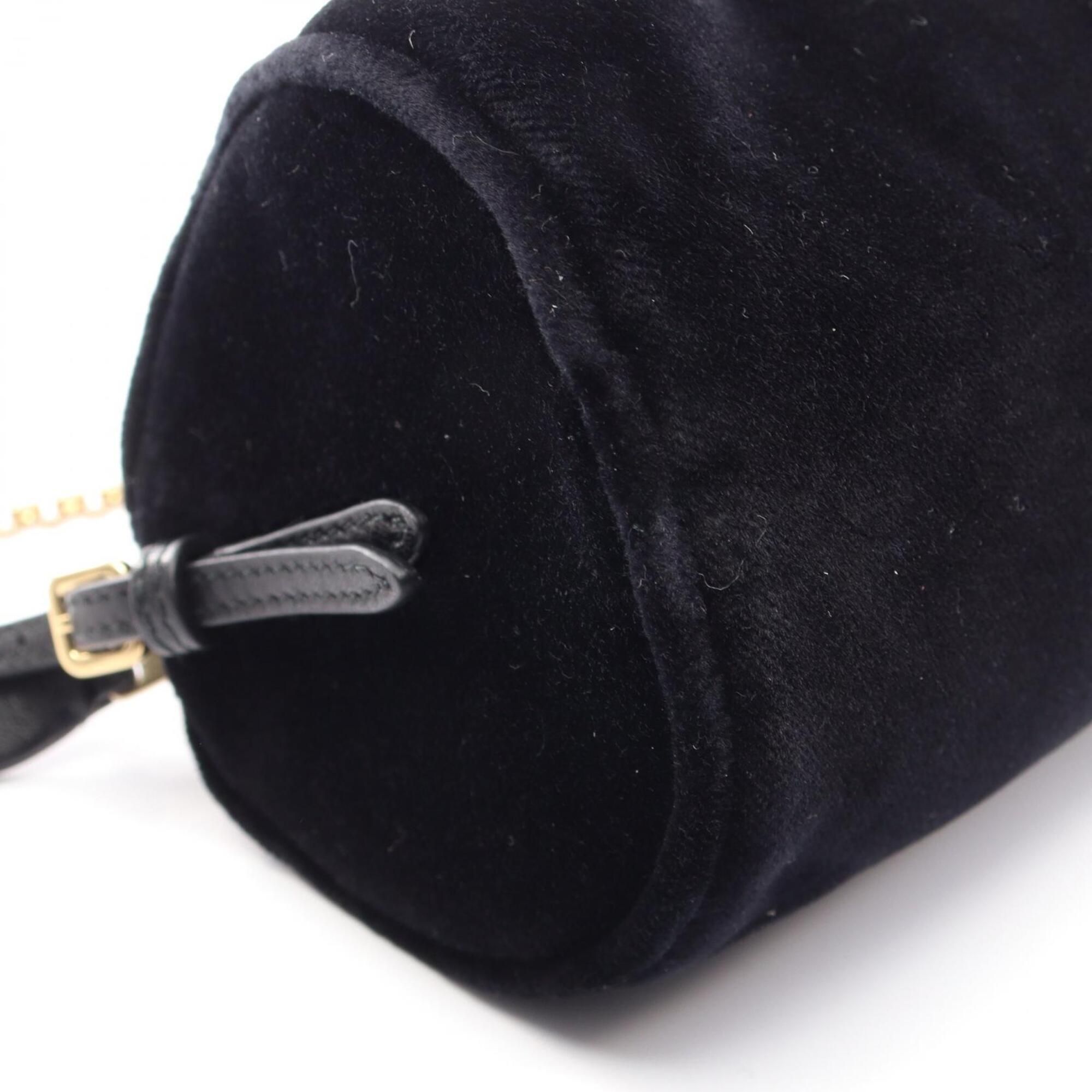 Miu Miu Black Fabric Leather Handbag Pouch Shoulder Bag (Pre-Owned)