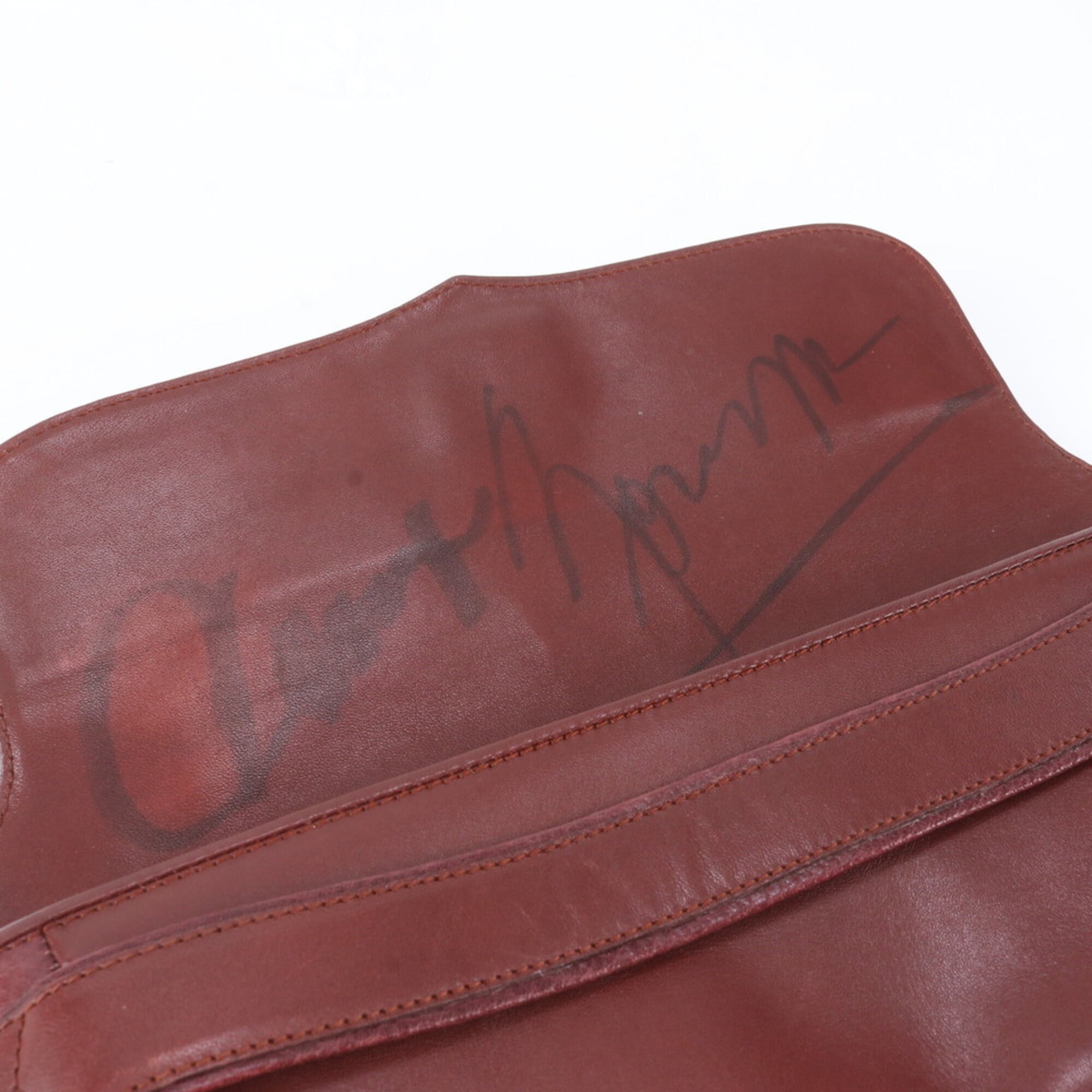Cartier Wine Red Leather Clutch Bag Handbag Pouch (Pre-Owned)