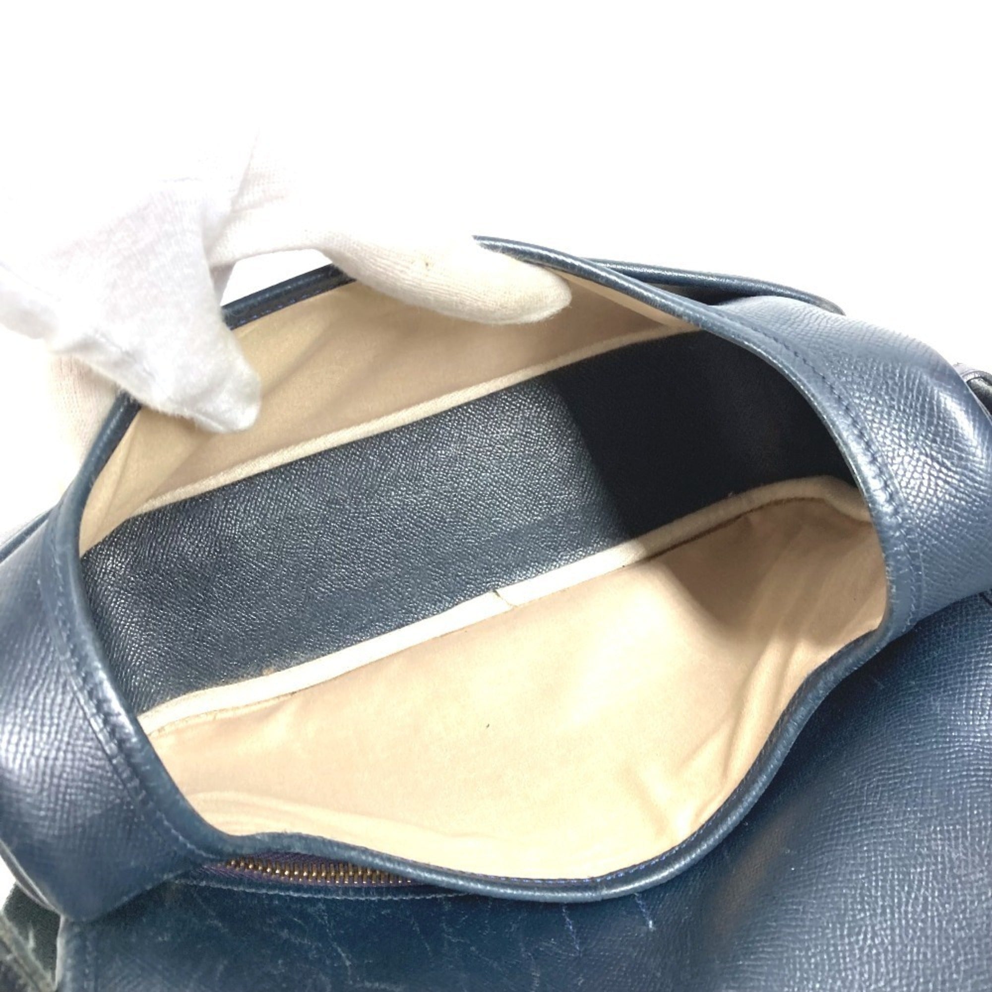 Hermes Navy Leather Shoulder Bag (Pre-Owned)
