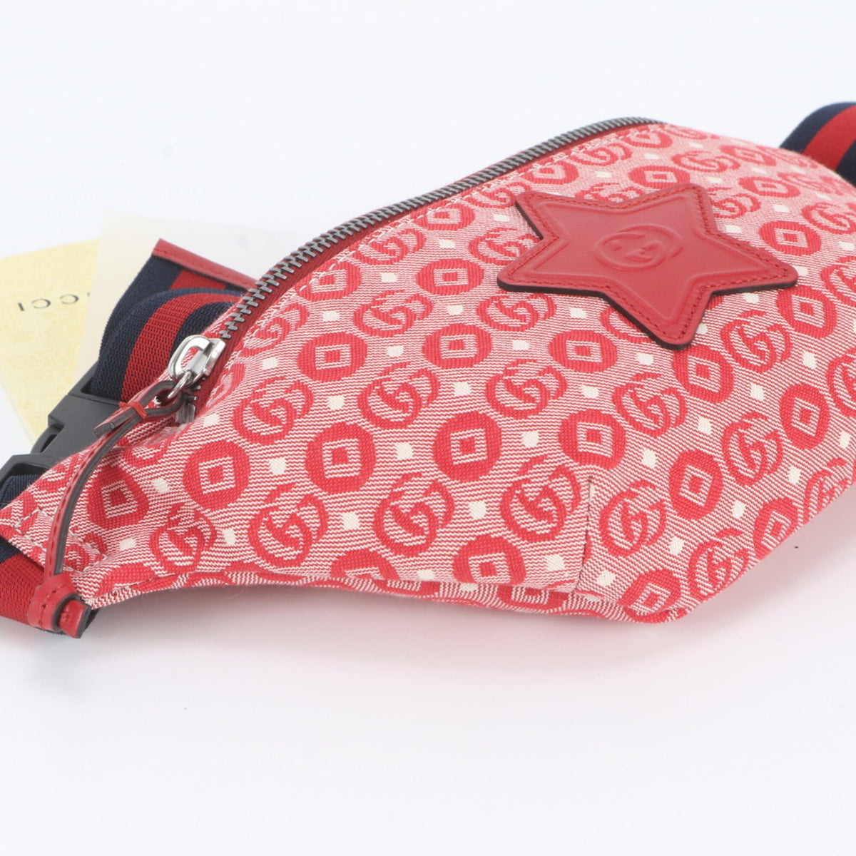 Gucci Red Color Leather Canvas Pouch Shoulder Bag Sling Bag (Pre-Owned)