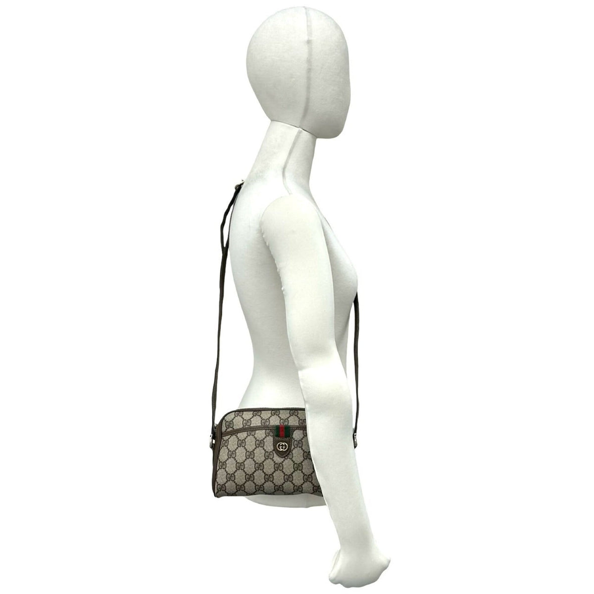 Gucci Brown Green Red Color Leather Pvc Pochette Shoulder Bag (Pre-Owned)