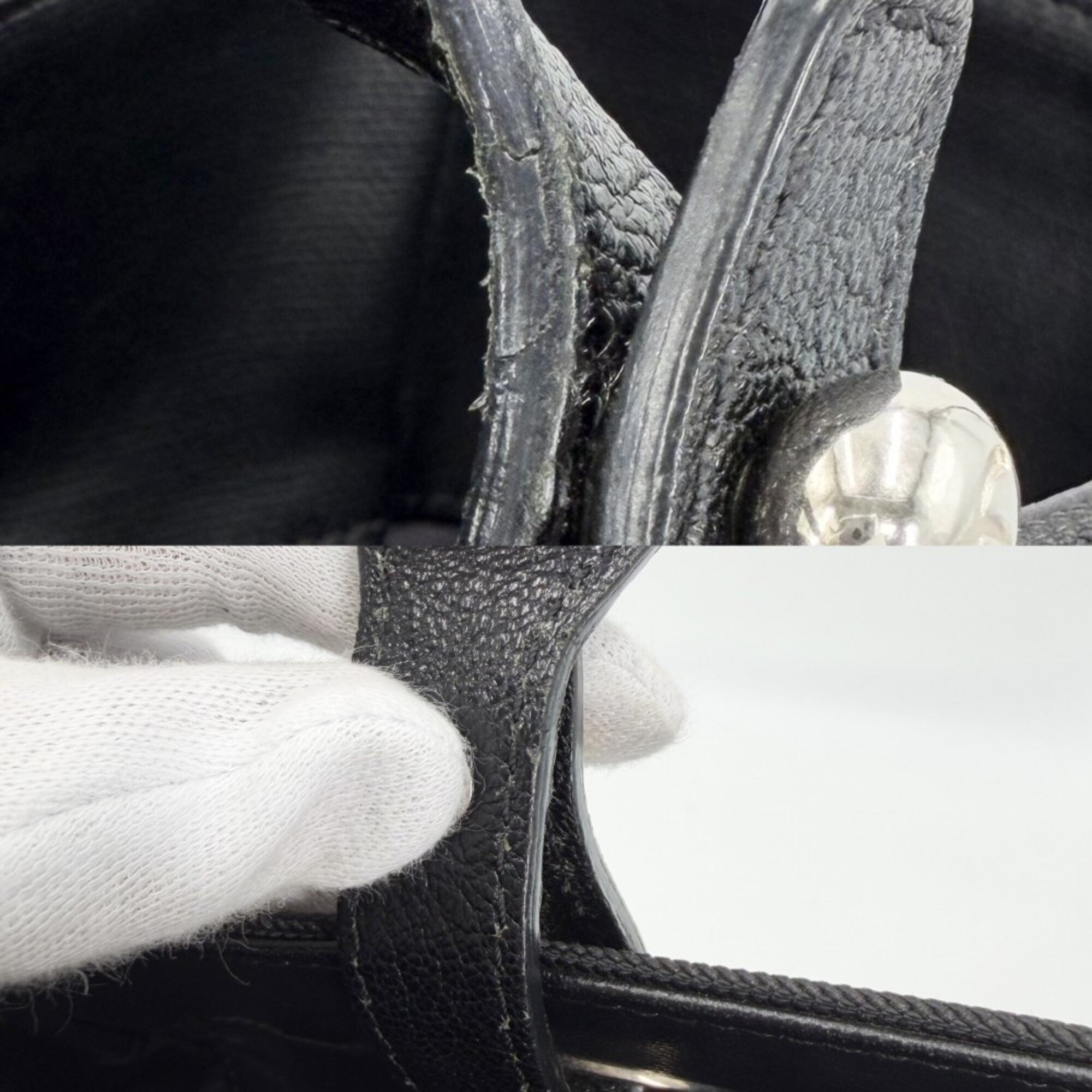 Chanel Black Coated Canvas Leather Handbag Tote Bag (Pre-Owned)