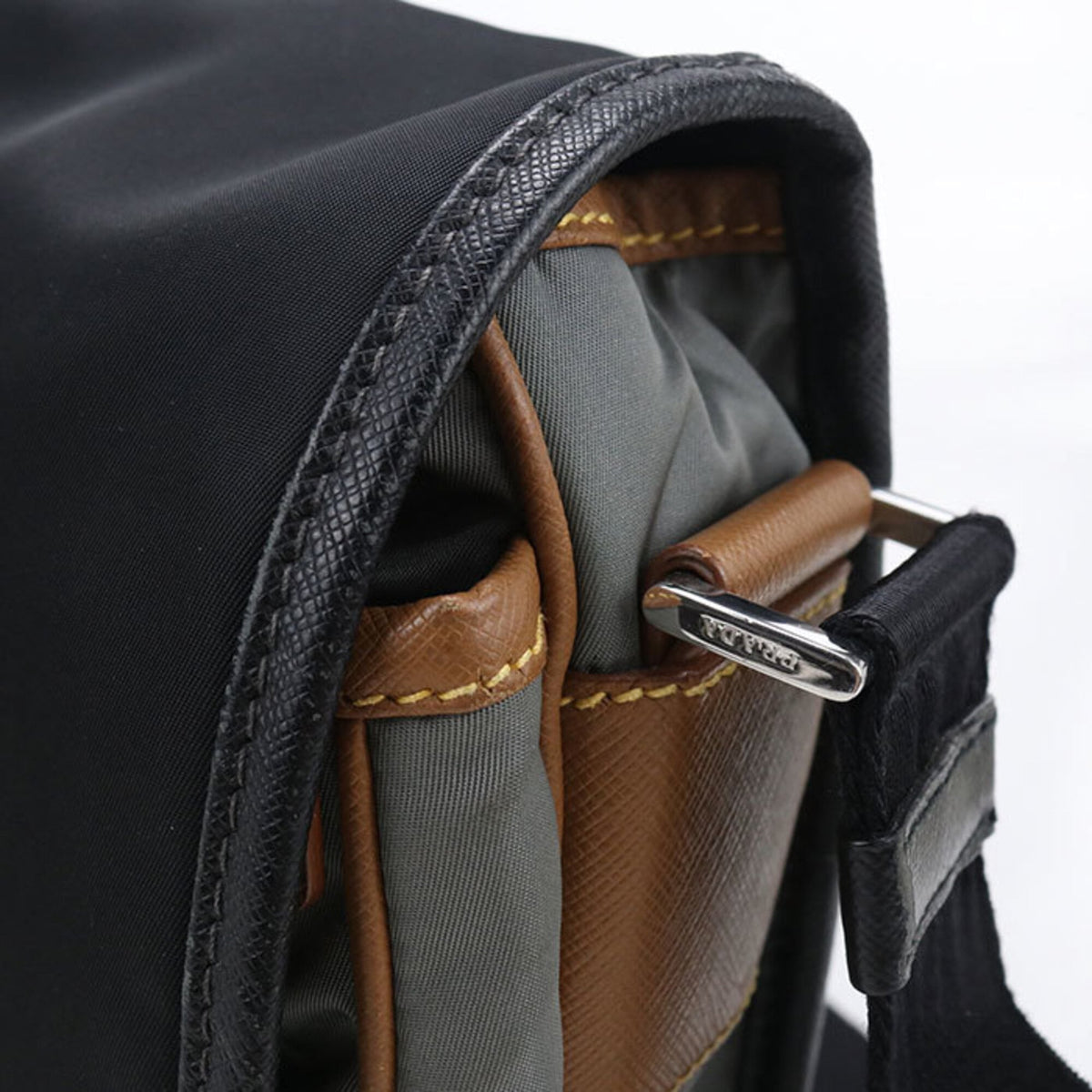 Prada Gray Nylon Shoulder Bag (Pre-Owned)