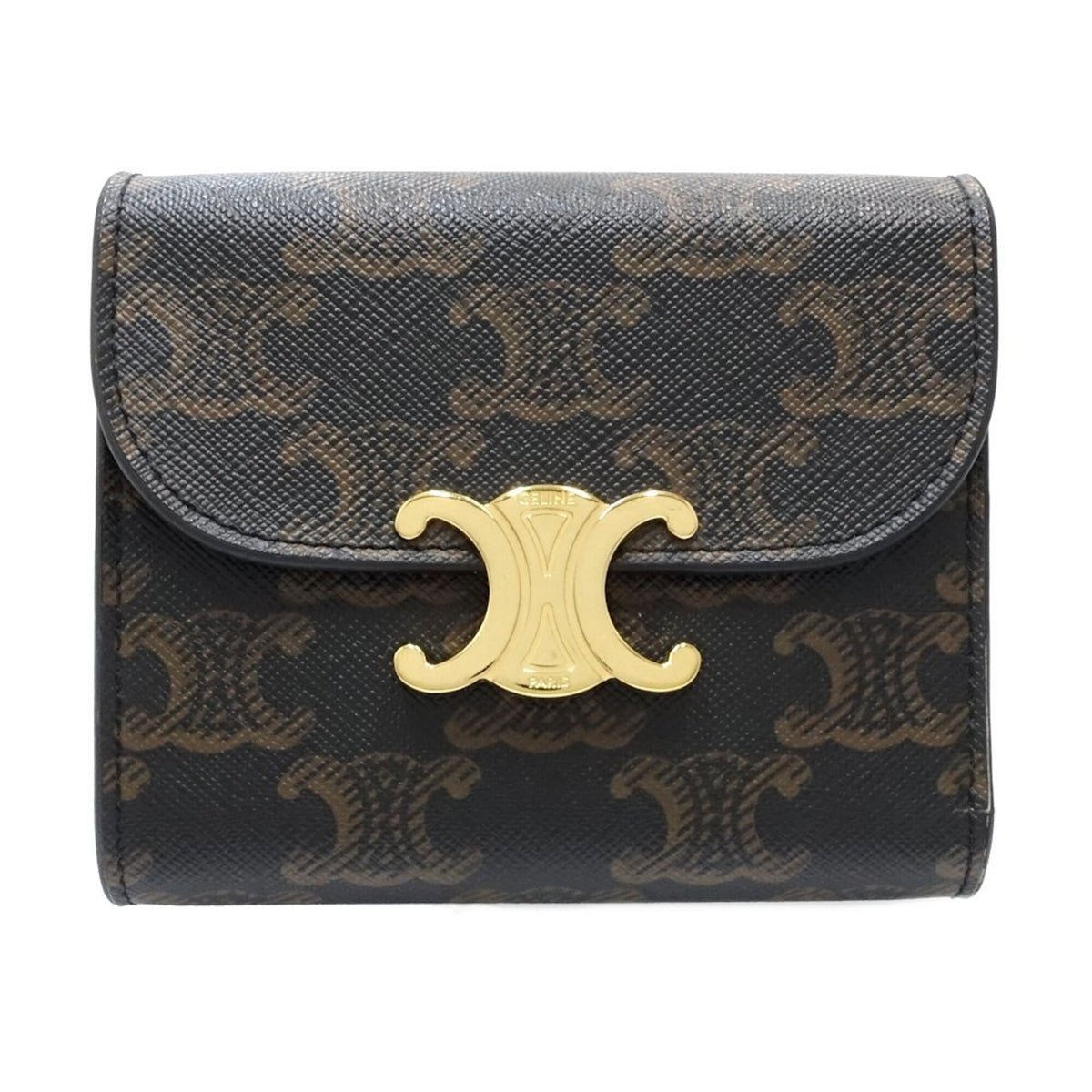 Celine Brown Canvas Leather Wallet (Tri-Fold) (Pre-Owned)