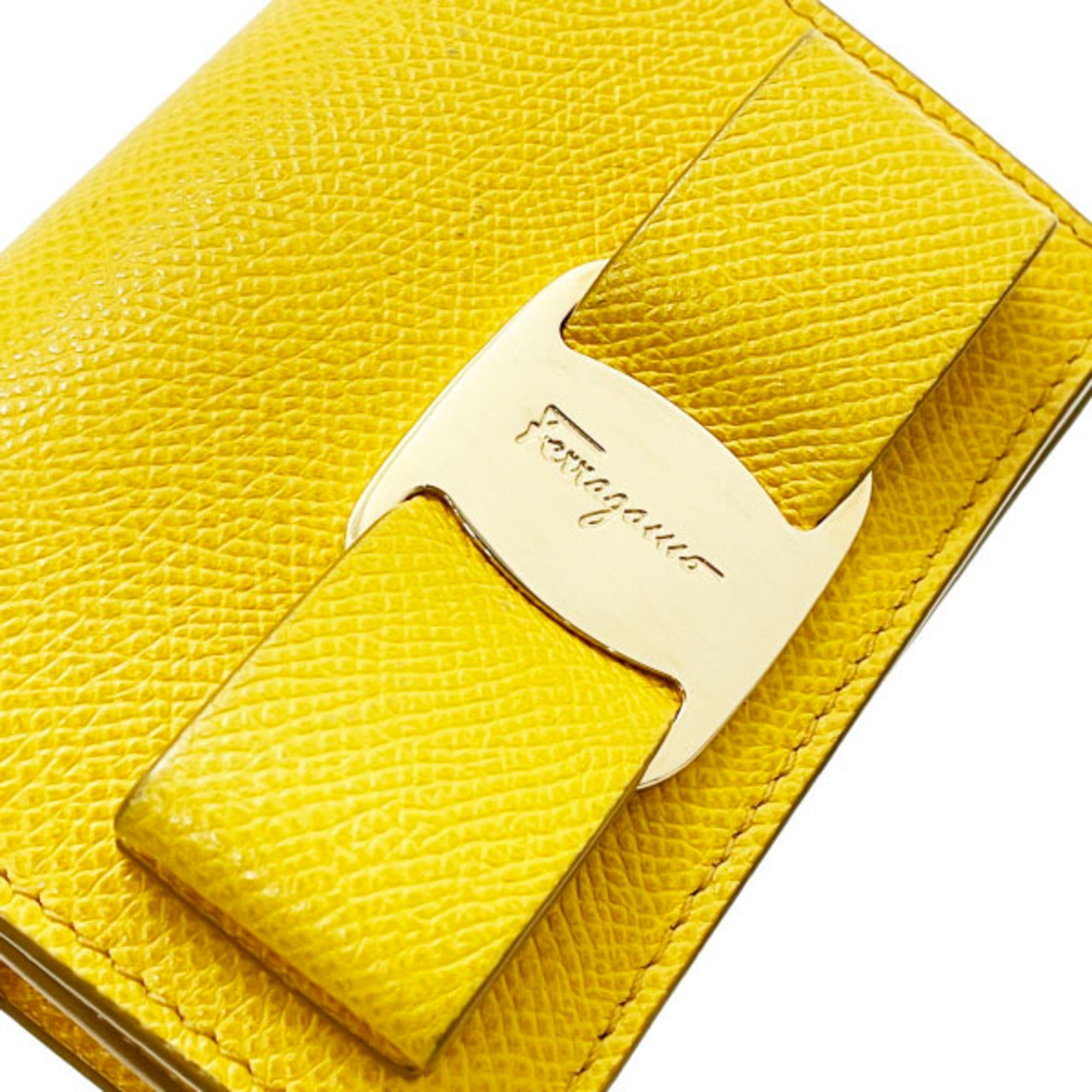 Salvatore Ferragamo Vara Yellow Leather Wallet (Bi-Fold) (Pre-Owned)
