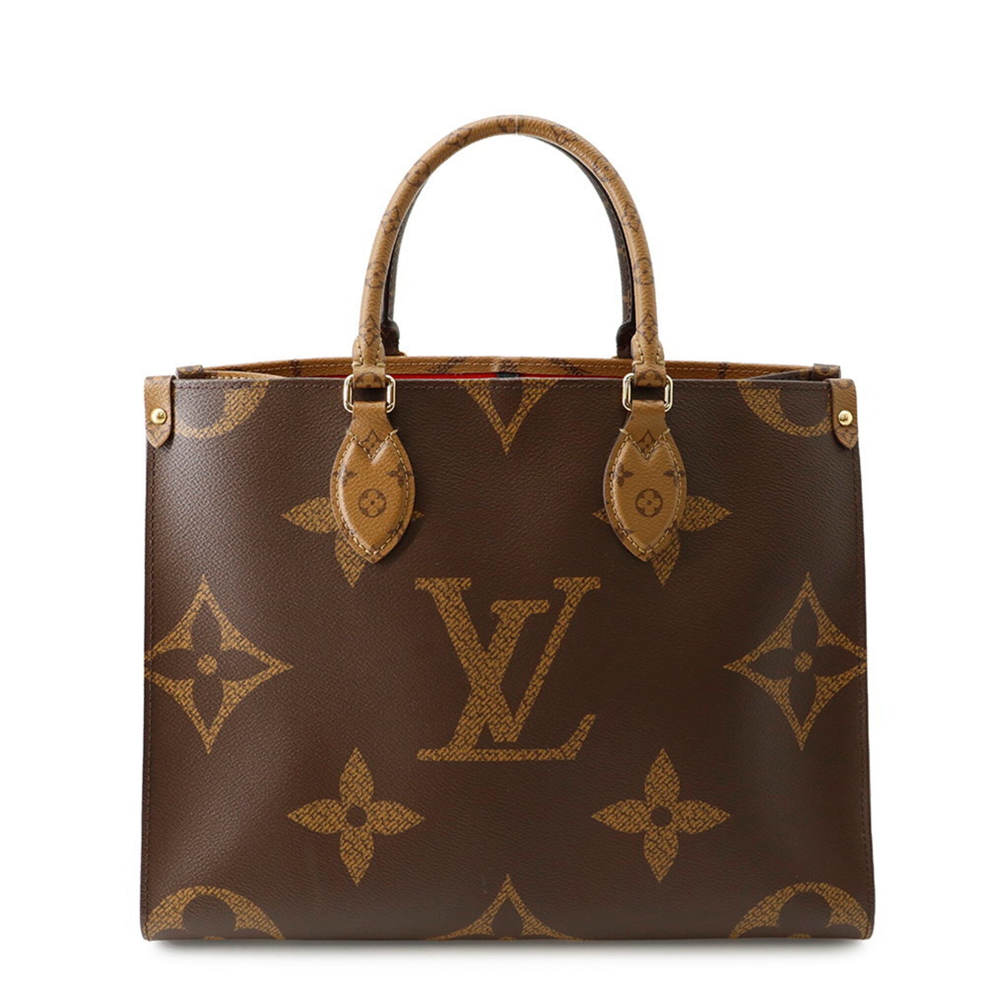 Louis Vuitton Red Color Monogram Reverse Monogram Tote Bag (Pre-Owned)