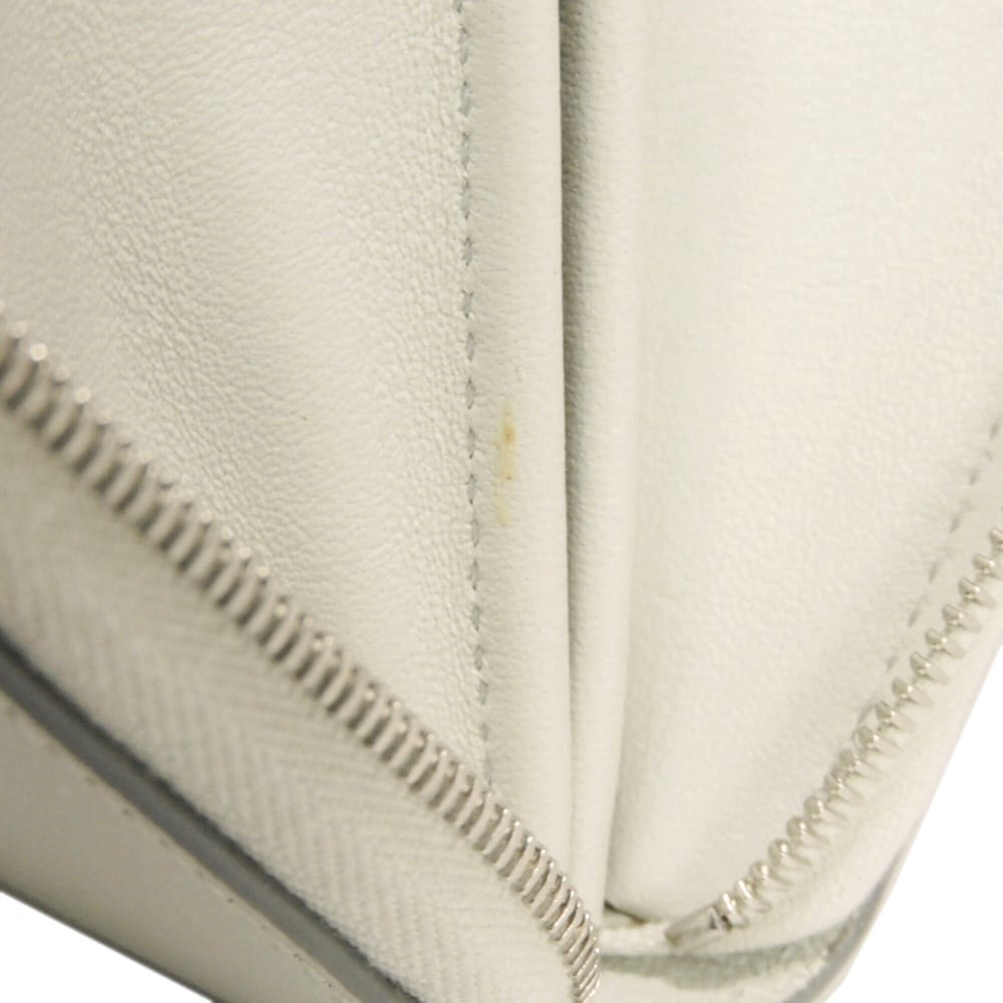 Celine Gray White Leather Long Wallet (Bi-Fold) (Pre-Owned)