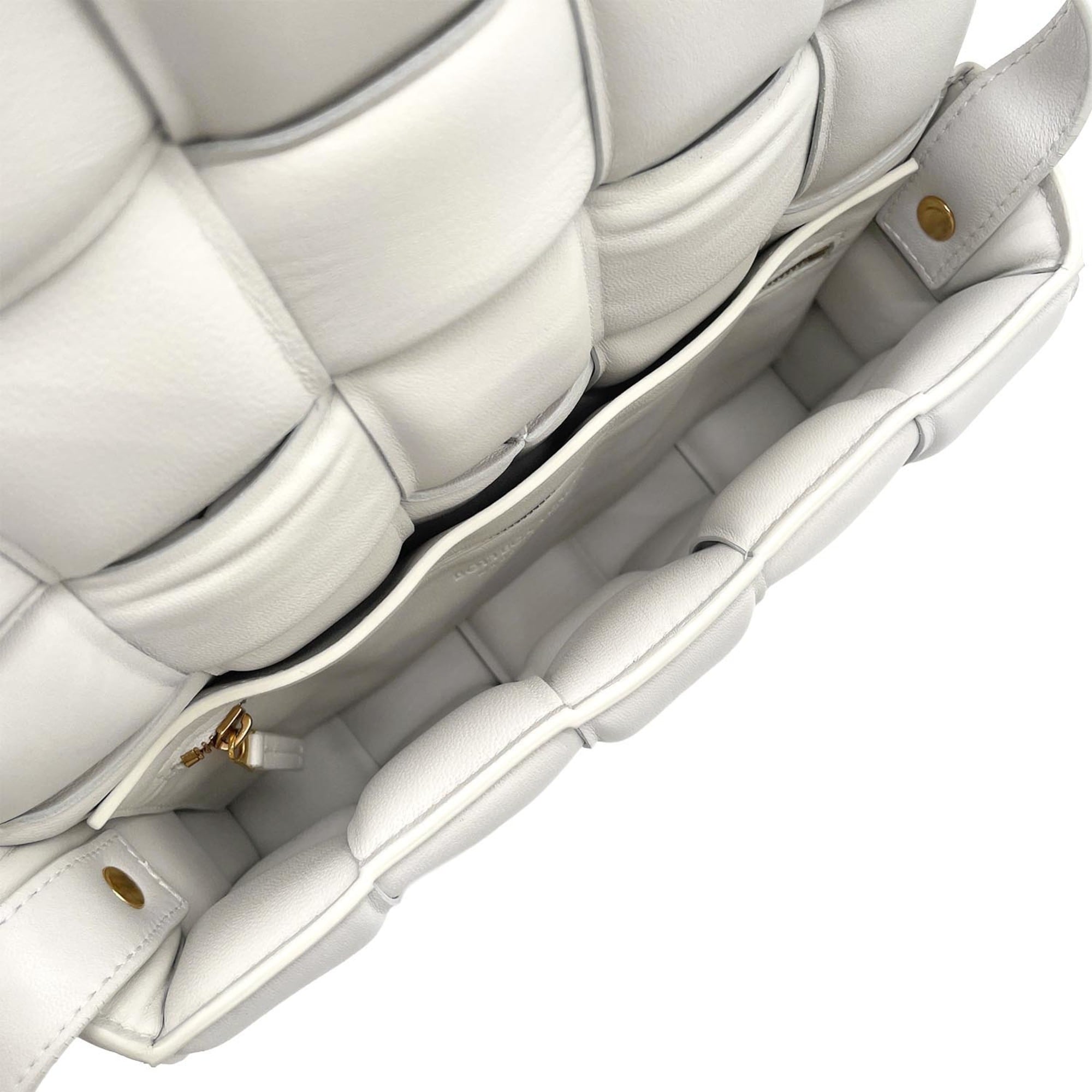 Bottega Veneta Gold White Leather Shoulder Bag (Pre-Owned)