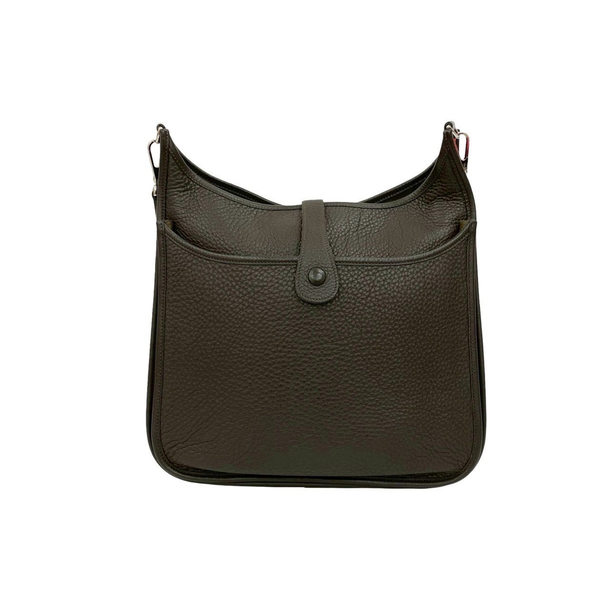 Hermes Khaki Taurillon Clemence Leather Pochette Shoulder Bag (Pre-Owned)