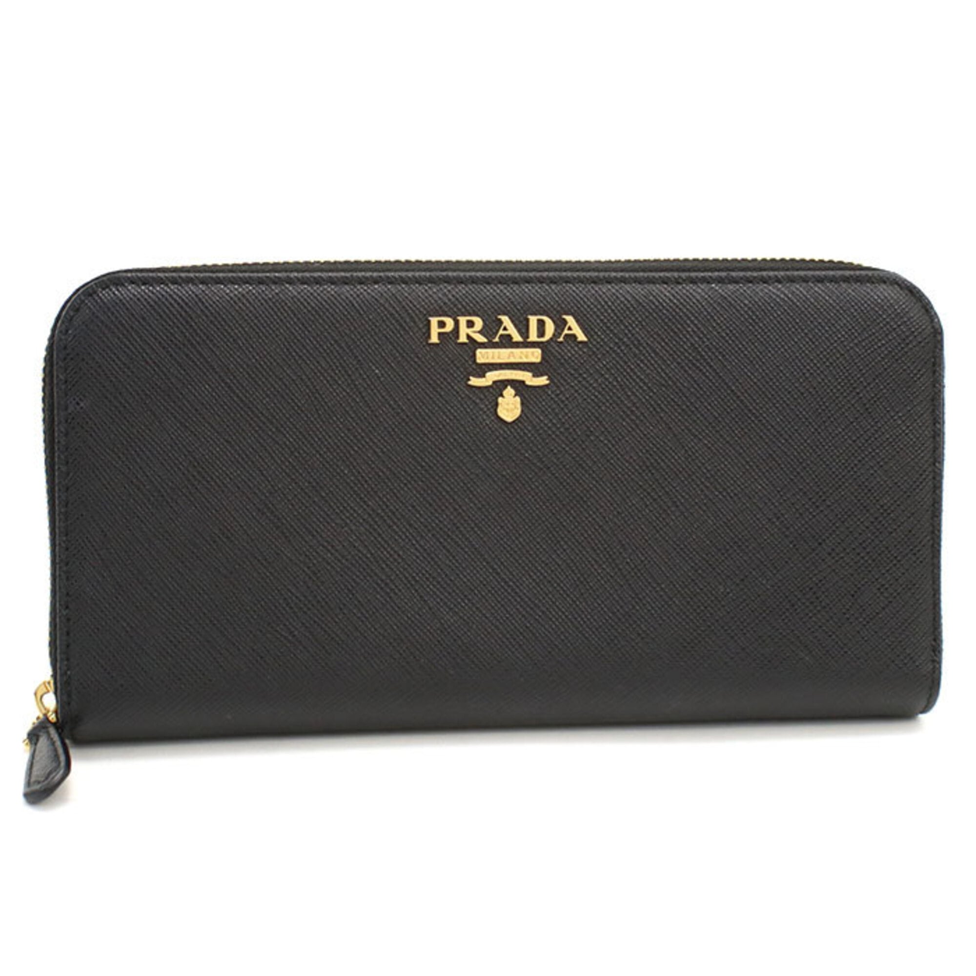 Prada Black Leather Long Wallet (Bi-Fold) (Pre-Owned)