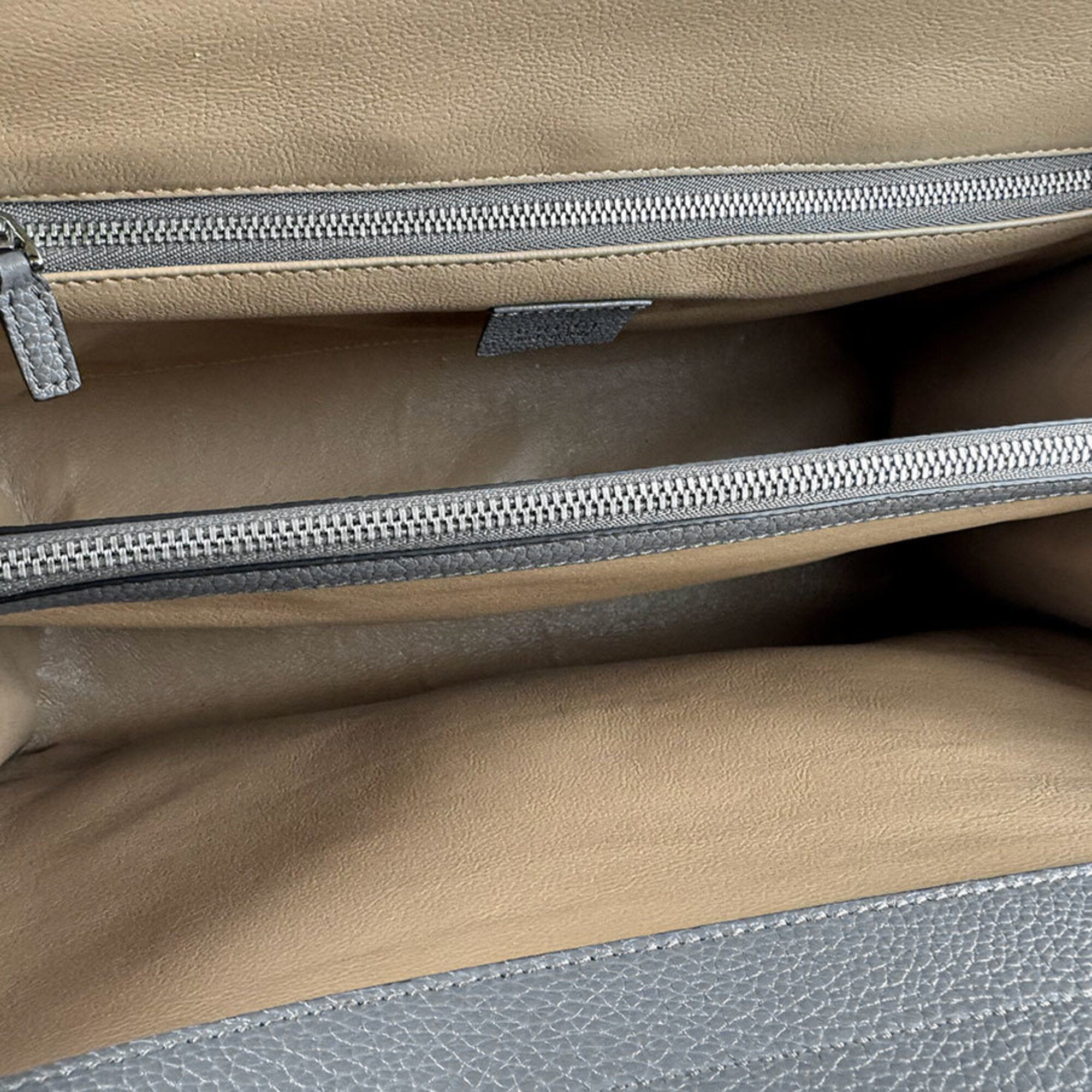Gucci Gray Leather Handbag Shoulder Bag (Pre-Owned)