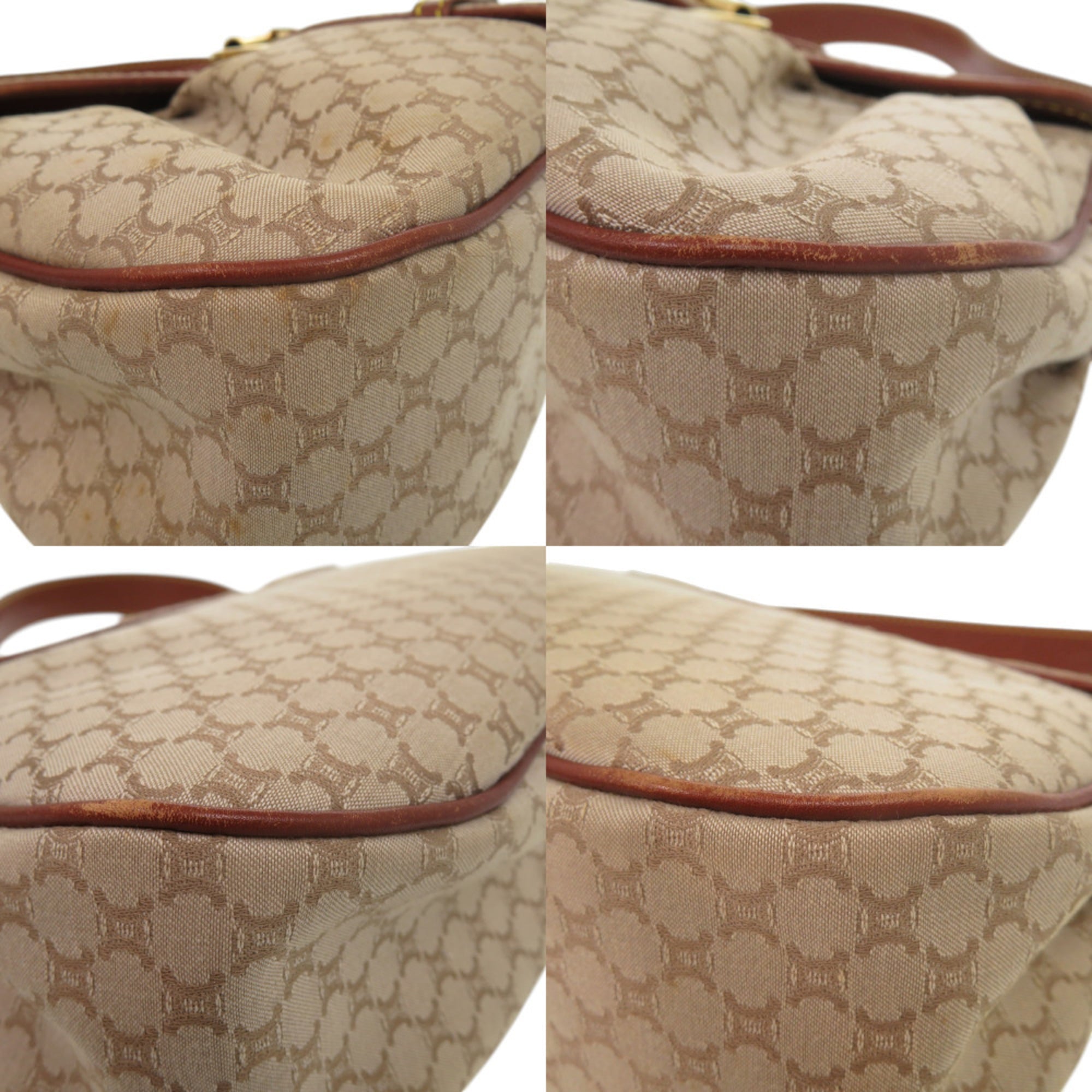 Celine Beige Brown Canvas Leather Shoulder Bag (Pre-Owned)