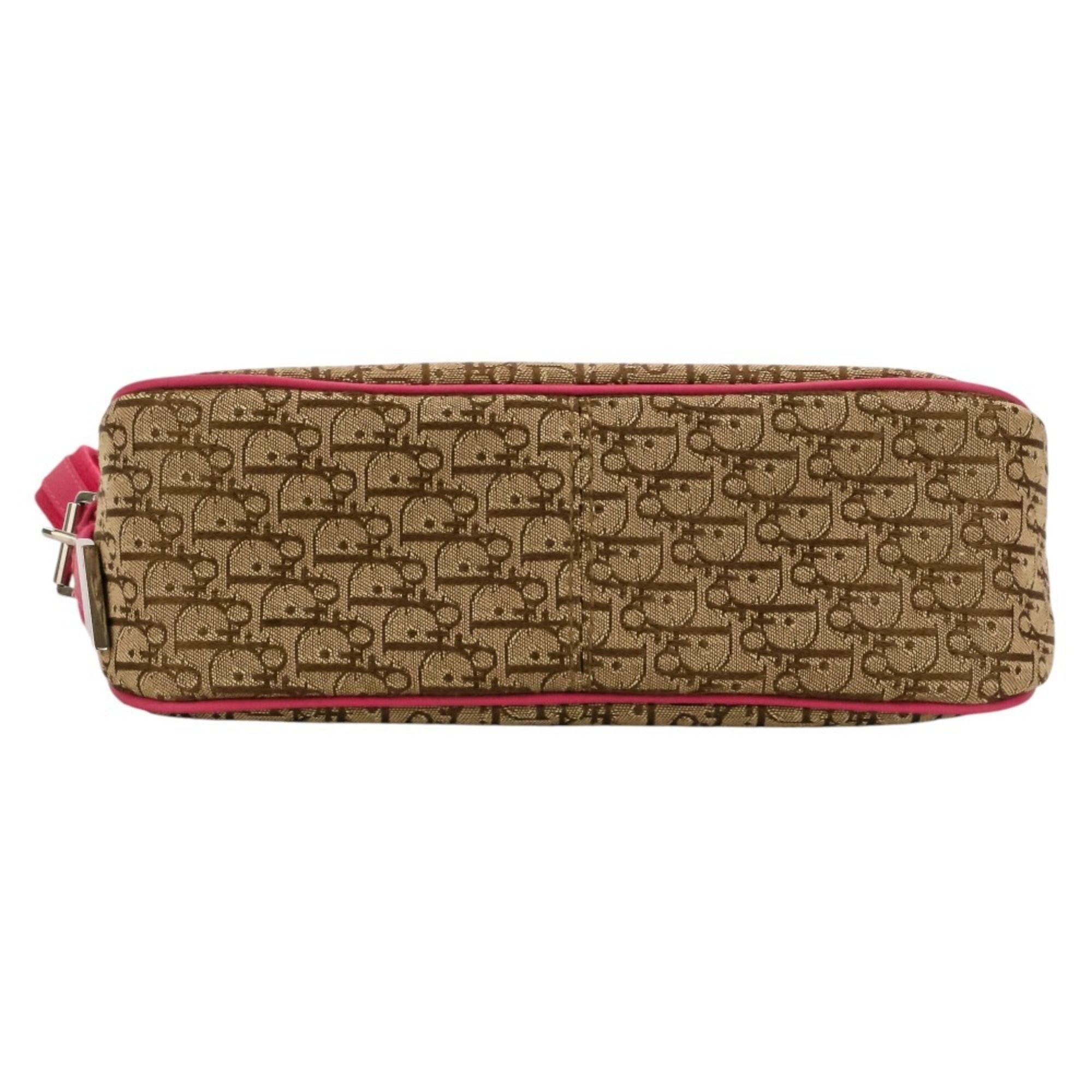 Christian Dior Beige Pink Canvas Leather Handbag (Pre-Owned)