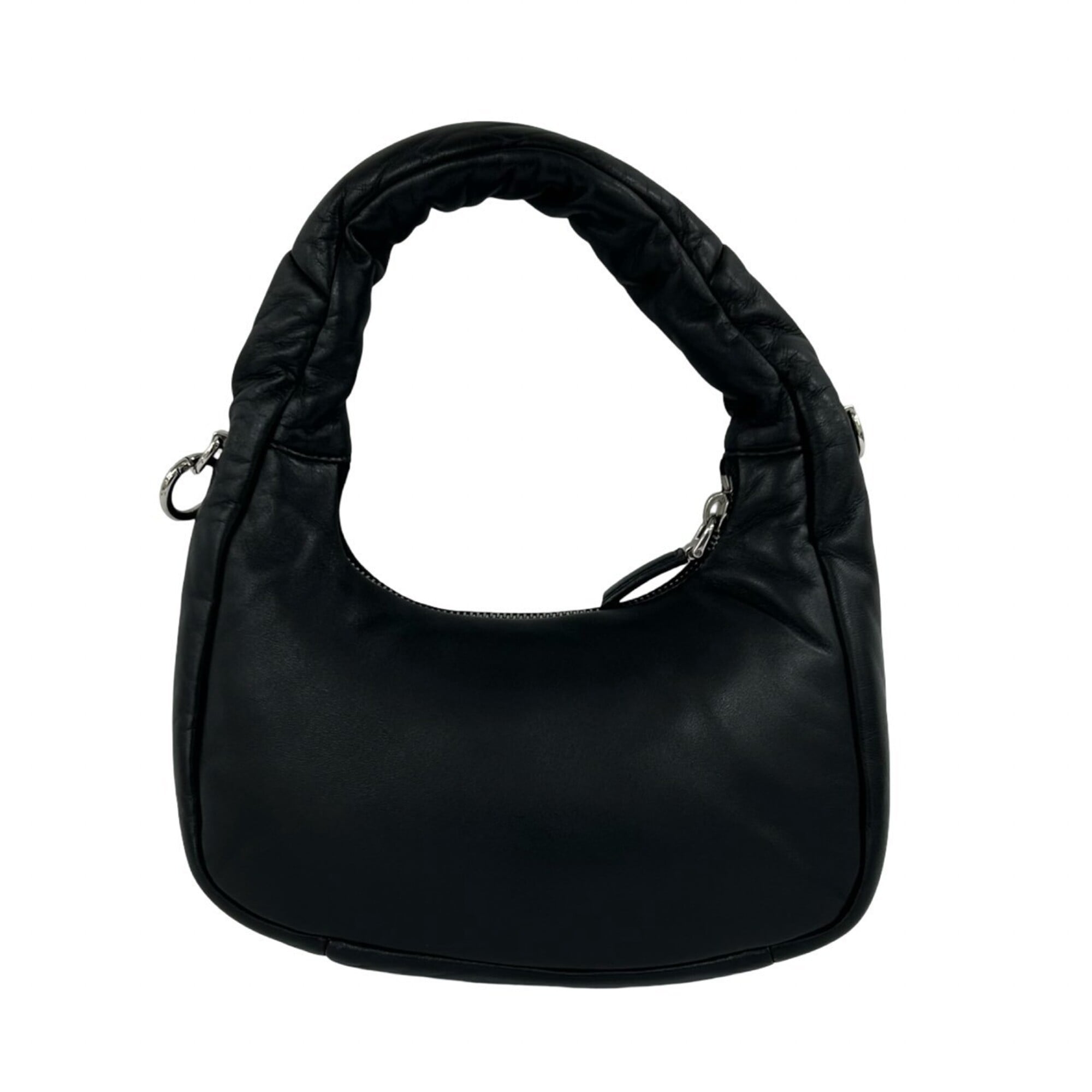 Prada Black Leather Handbag Pochette Shoulder Bag (Pre-Owned)