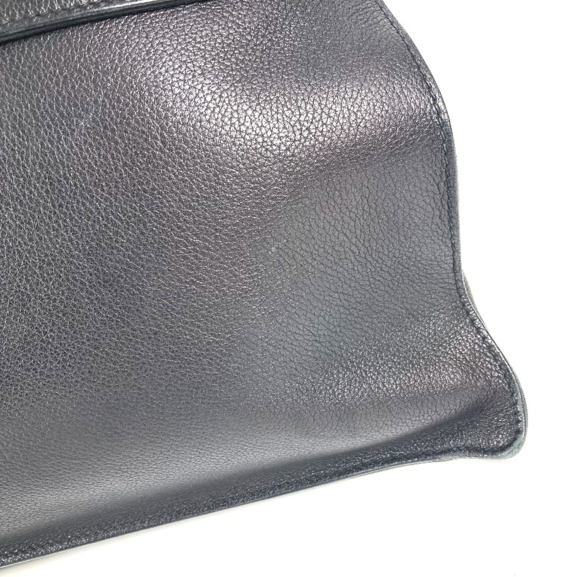 Hermes Black Leather Handbag Tote Bag (Pre-Owned)