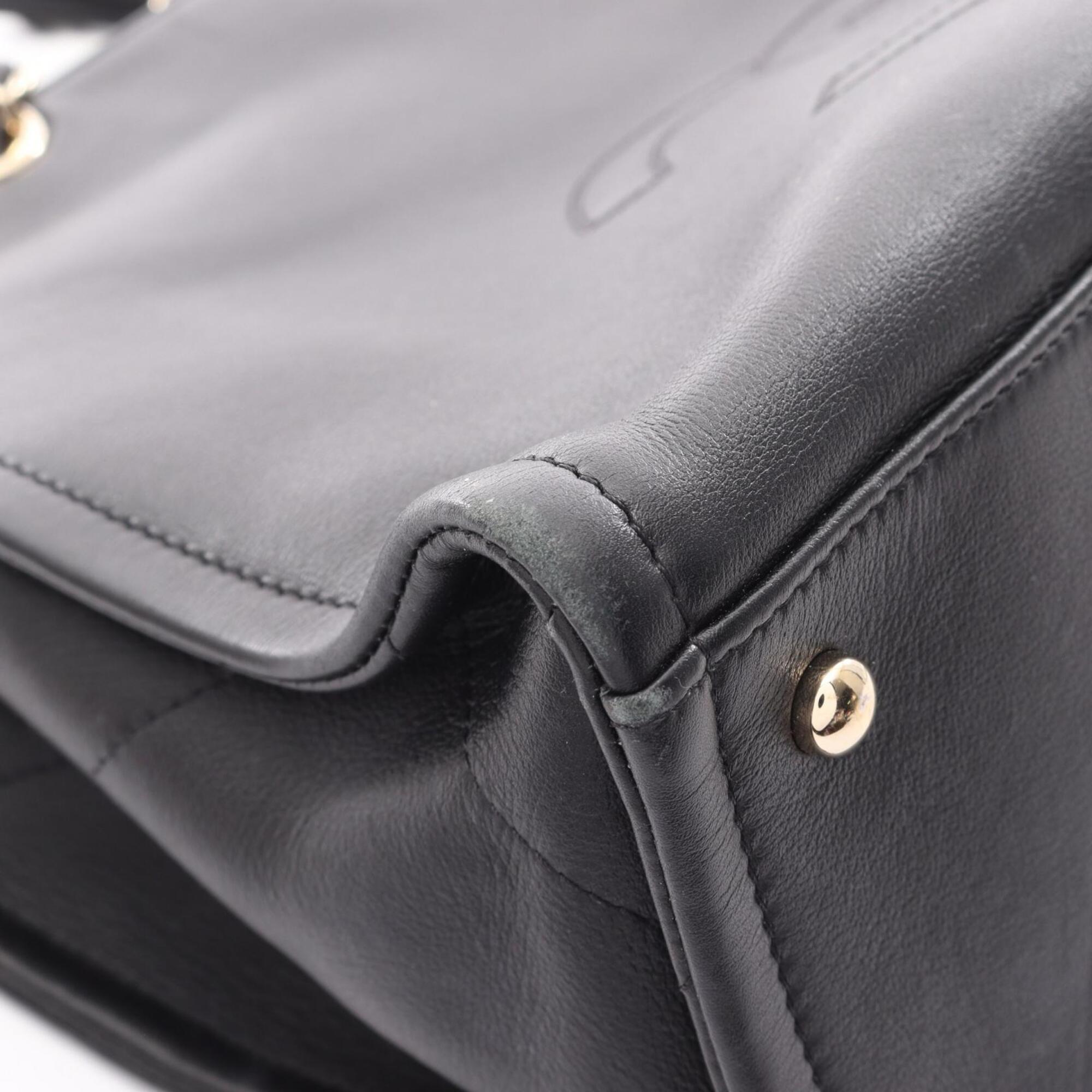 Chanel Black Leather Handbag Shoulder Bag (Pre-Owned)