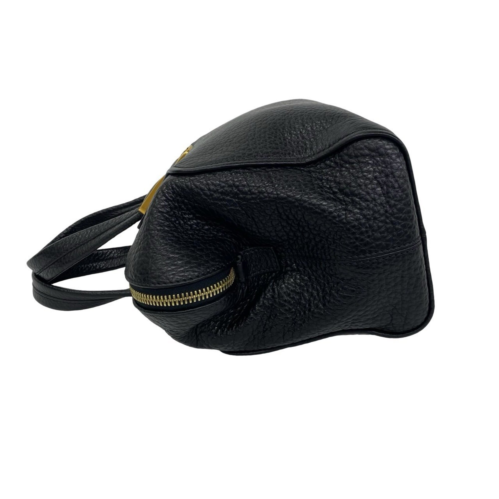 Fendi Black Leather Boston Bag Handbag Shoulder Bag (Pre-Owned)