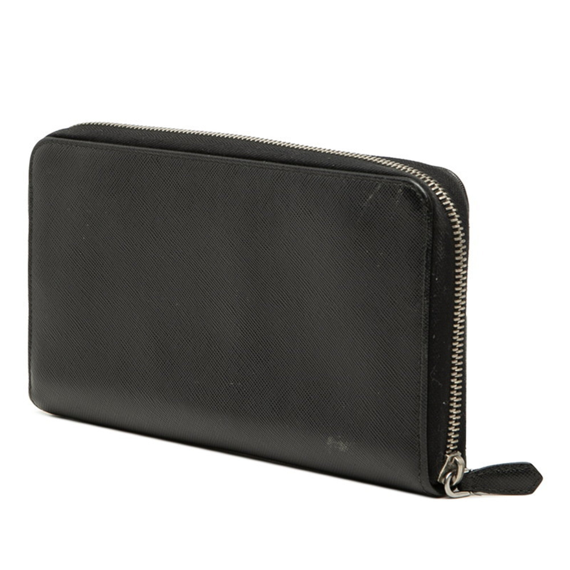Prada Saffiano Black Leather Long Wallet (Bi-Fold) (Pre-Owned)