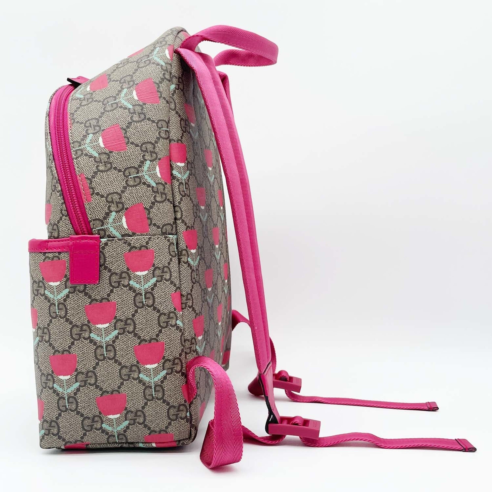 Gucci Brown Pink Gg Supreme Backpack (Pre-Owned)