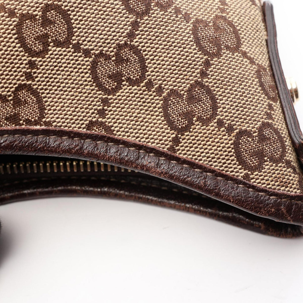 Gucci Beige Brown Canvas Leather Handbag Shoulder Bag (Pre-Owned)