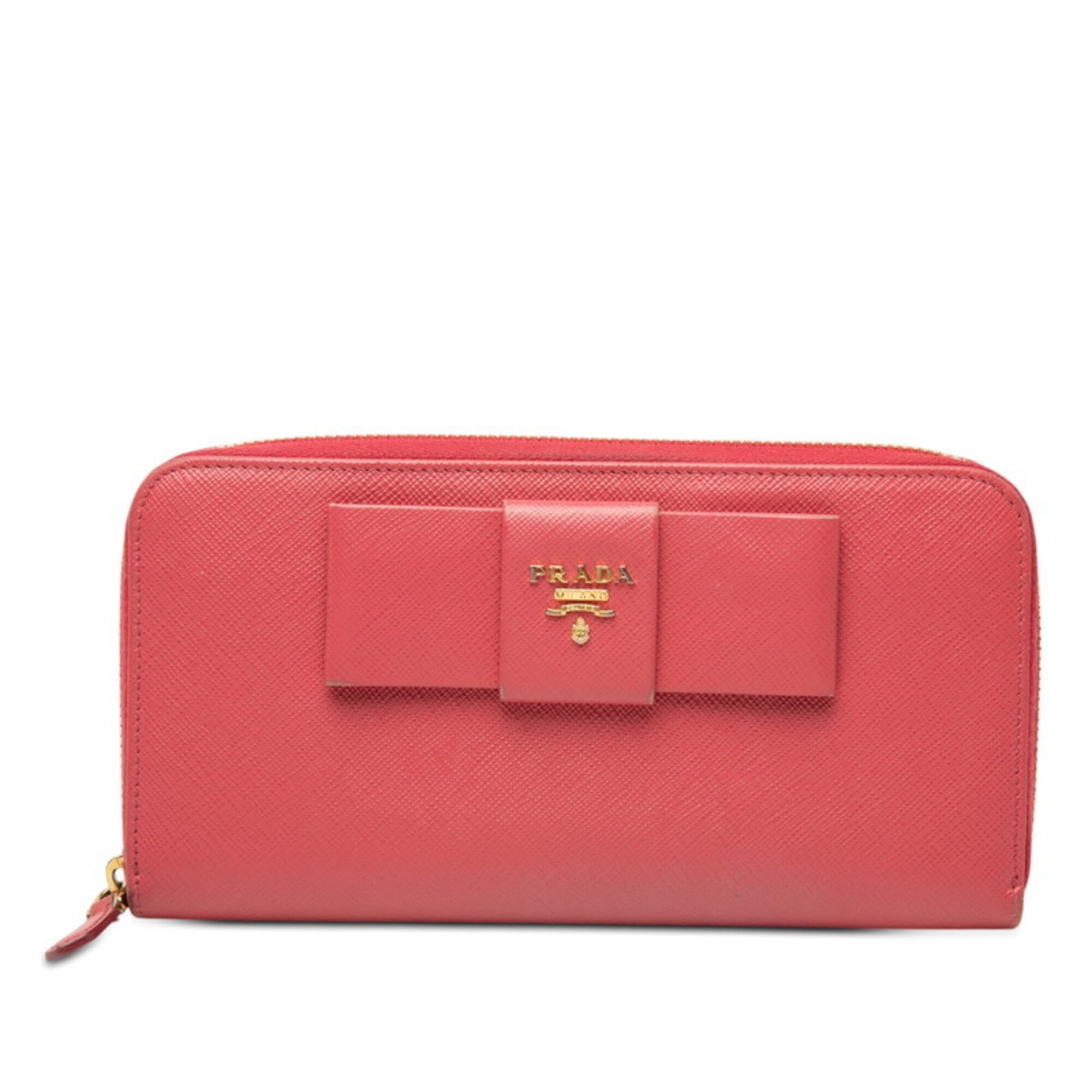 Prada Pink Leather Long Wallet (Bi-Fold) (Pre-Owned)