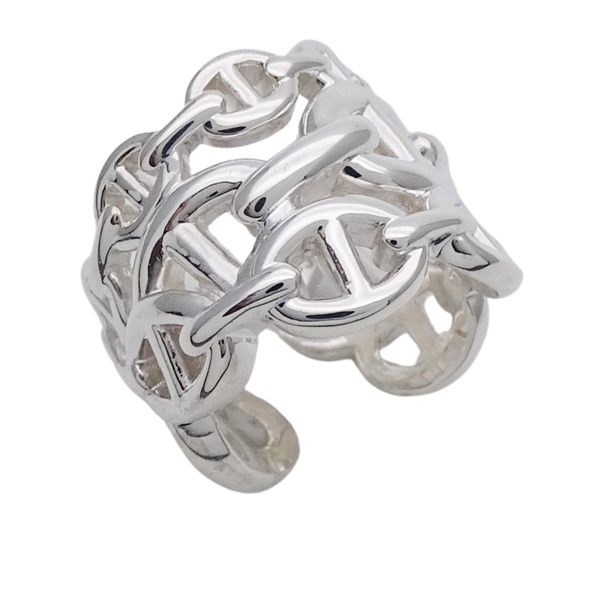 Hermes Silver Silver 925 Band Ring (Pre-Owned)