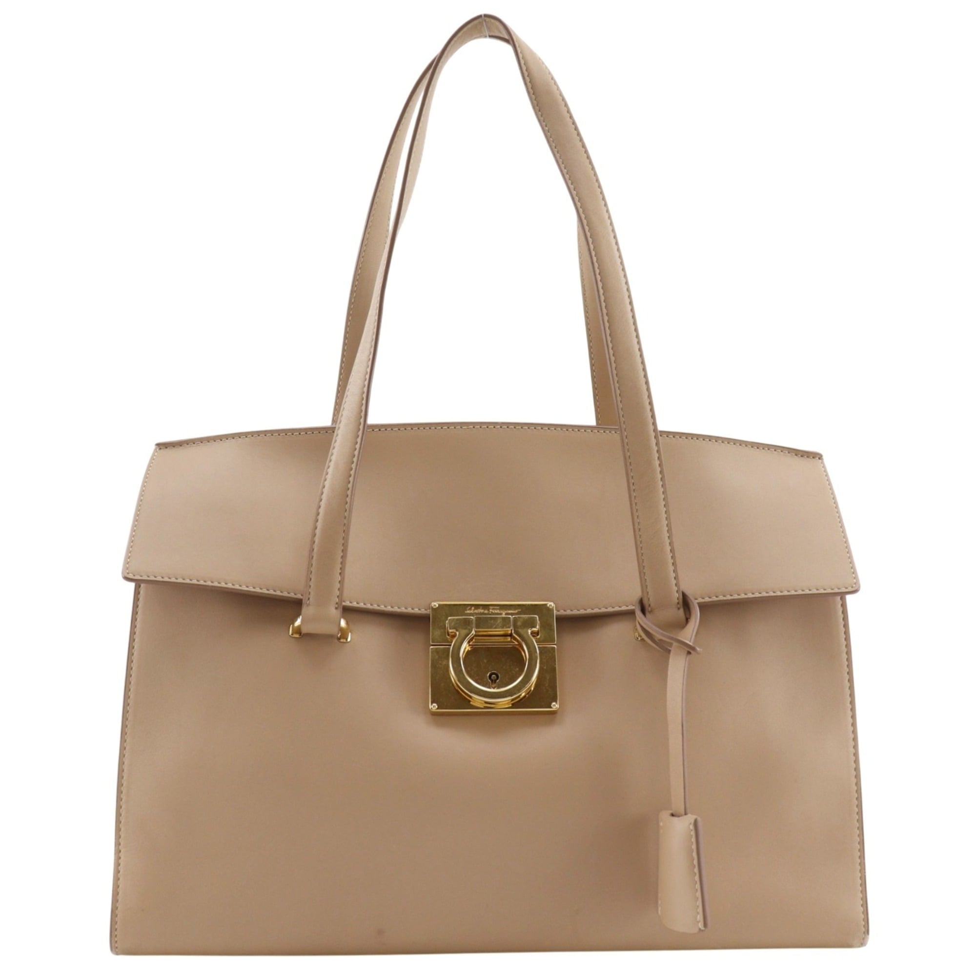 Salvatore Ferragamo Beige Leather Tote Bag (Pre-Owned)