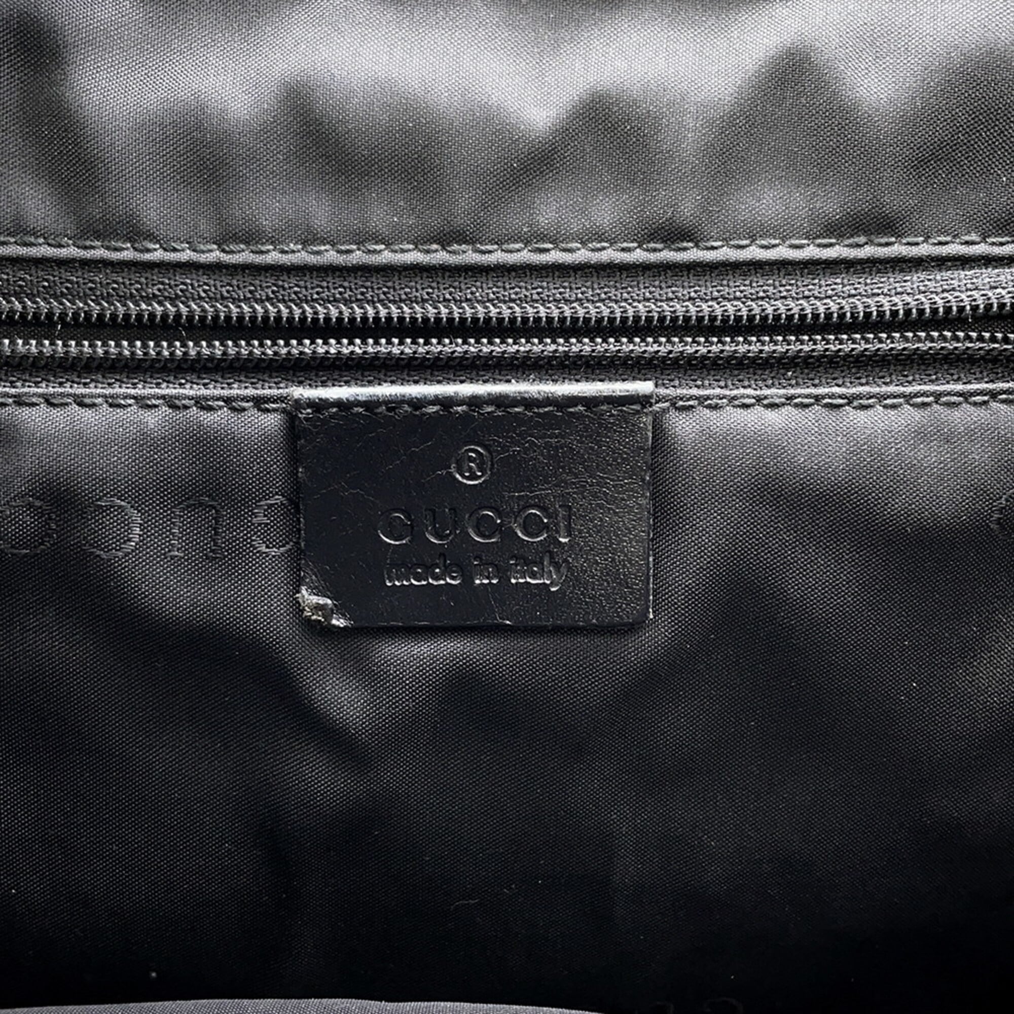 Gucci Black Canvas Leather Tote Bag (Pre-Owned)