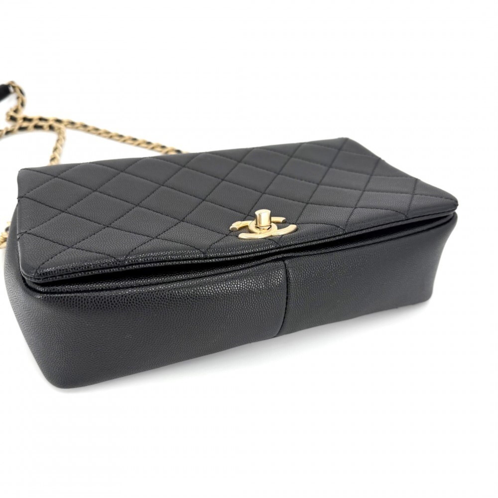 Chanel Black Grained Calfskin Handbag Shoulder Bag (Pre-Owned)