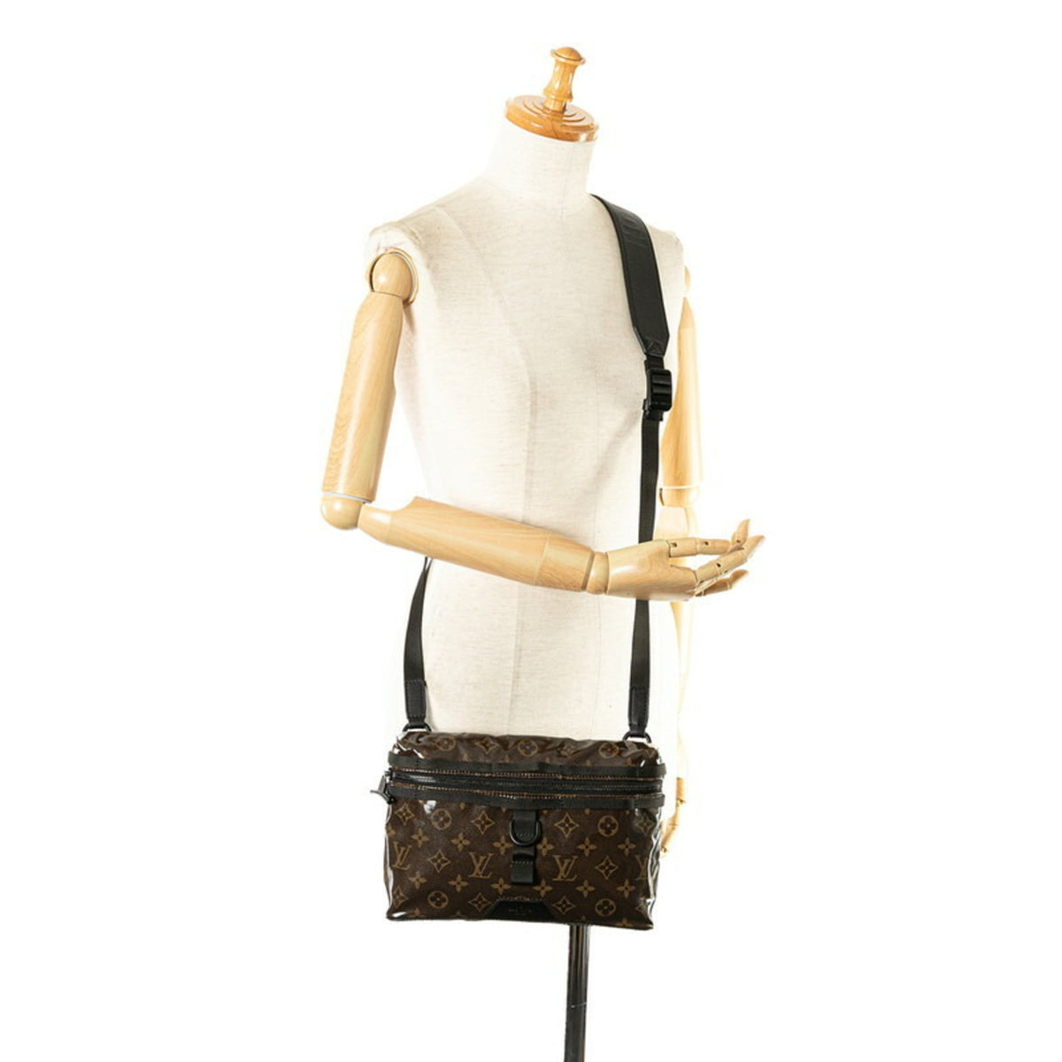 Louis Vuitton Black Brown Vinyl Leather Shoulder Bag (Pre-Owned)