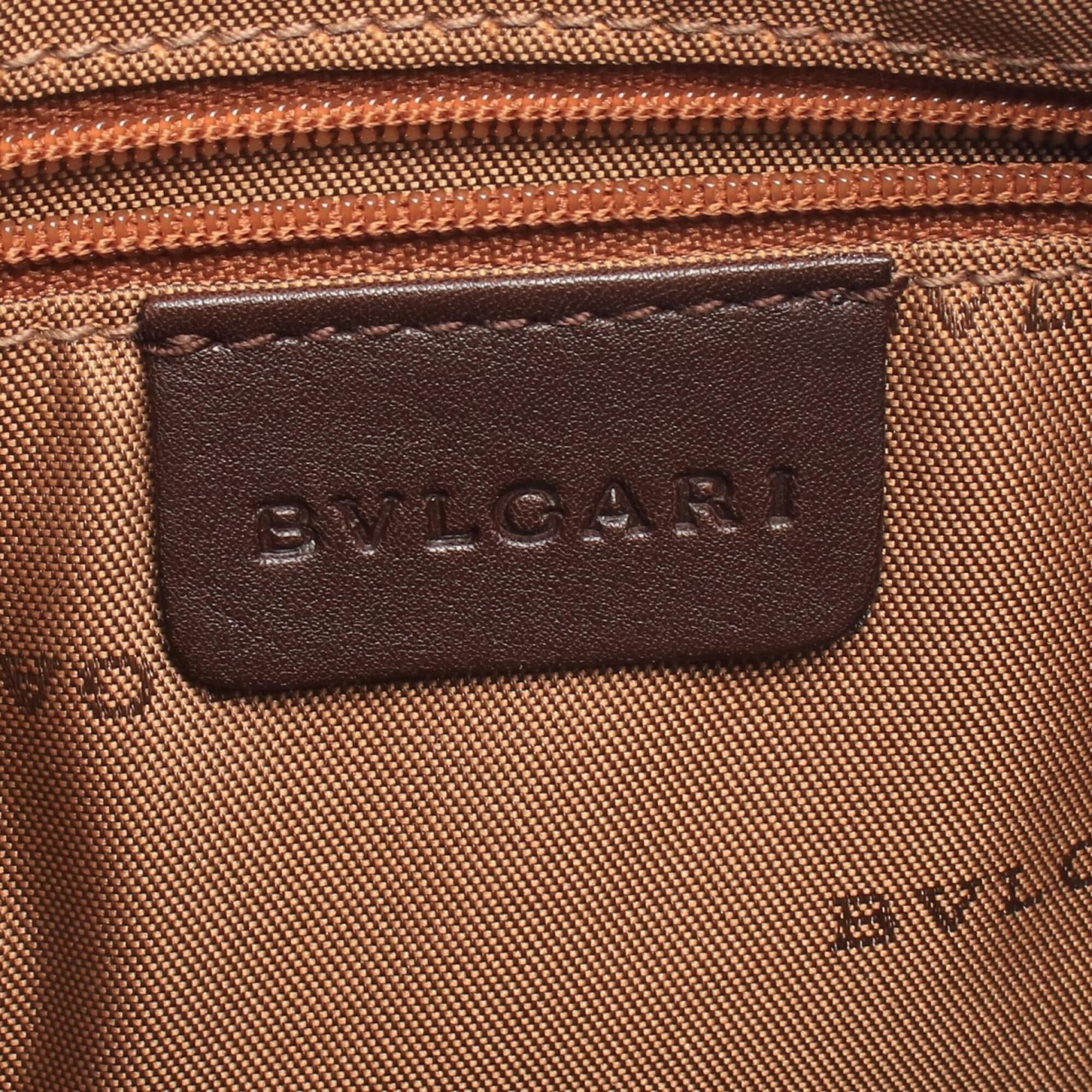 Bvlgari Brown Khaki Canvas Leather Handbag Shoulder Bag (Pre-Owned)
