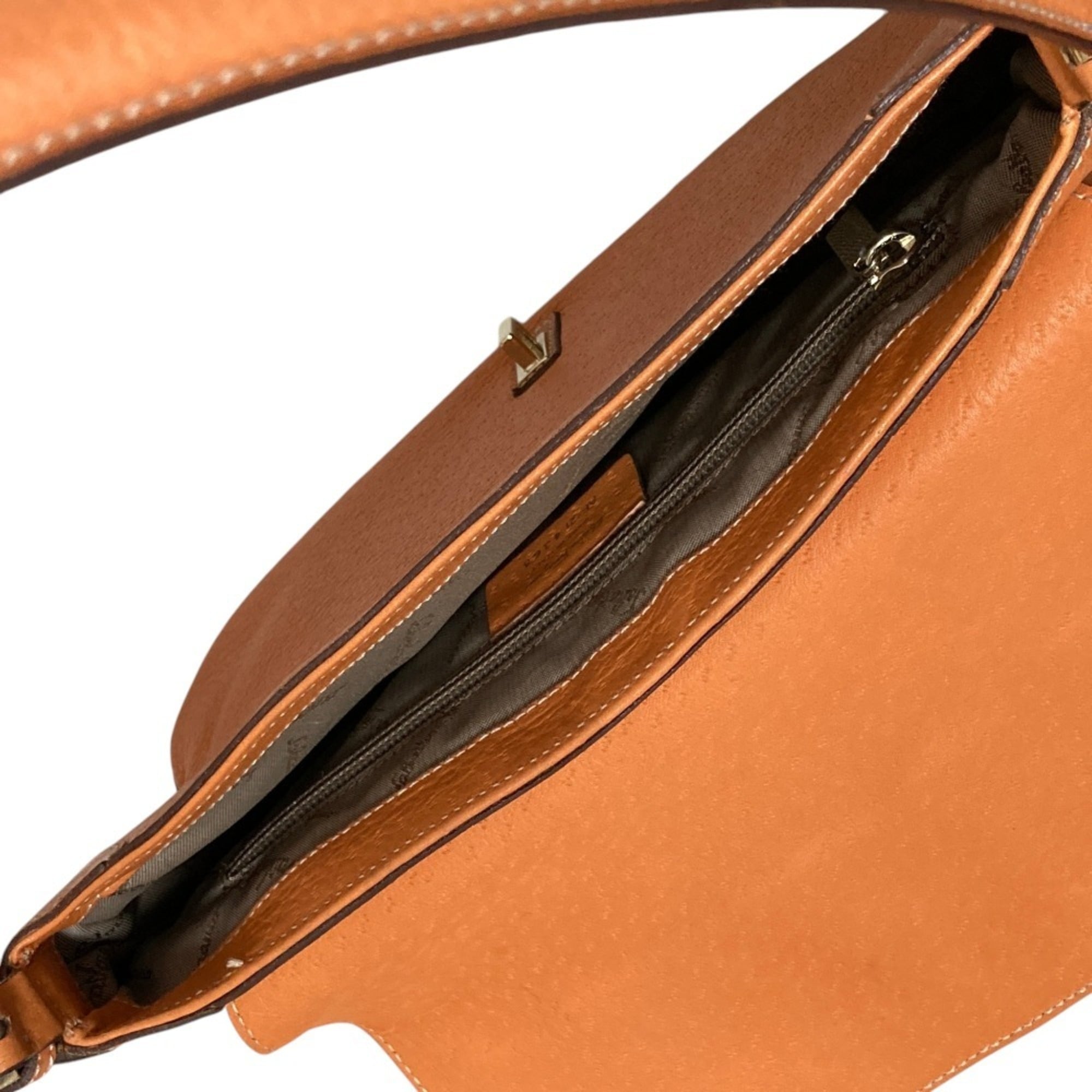 Salvatore Ferragamo Gancini Orange Leather Shoulder Bag (Pre-Owned)