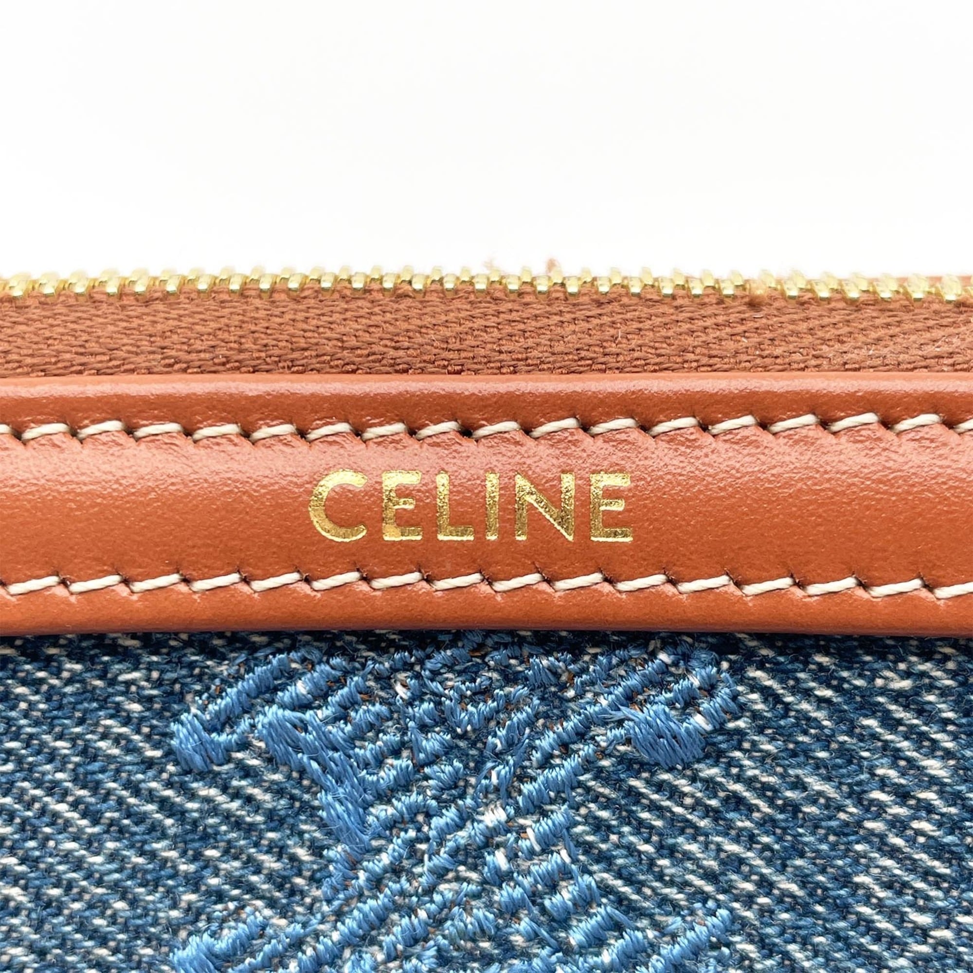 Celine Blue Brown Multi-Color Denim Clutch Bag (Pre-Owned)