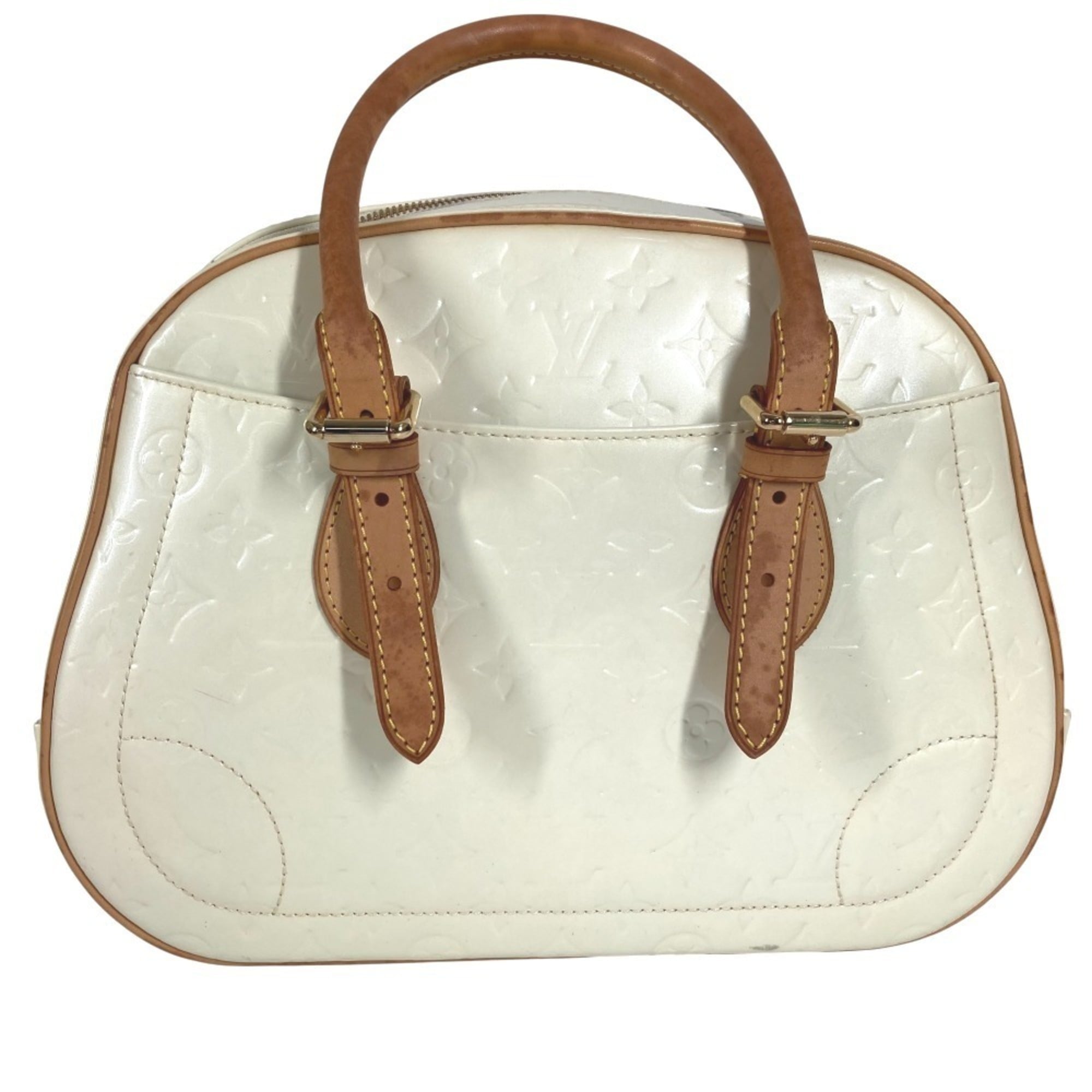 Louis Vuitton Pearl White Monogram Vernis Handbag Shoulder Bag Tote Bag (Pre-Owned)