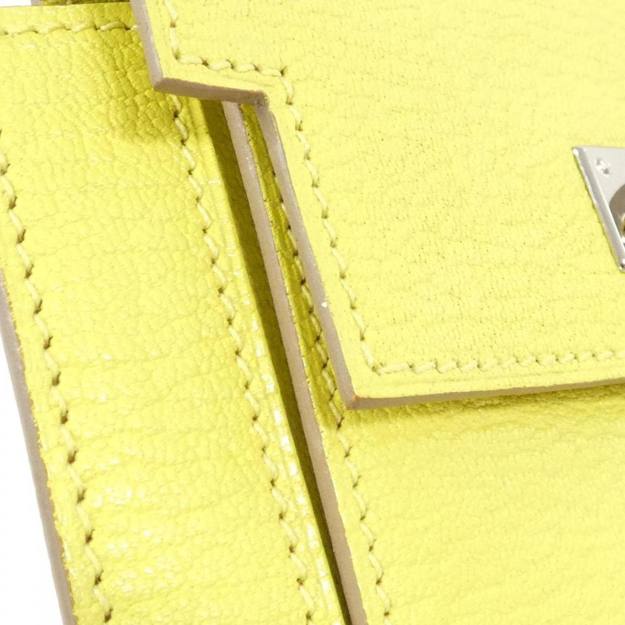 Hermes Lime Yellow Chevre Leather Card Wallet (Pre-Owned)