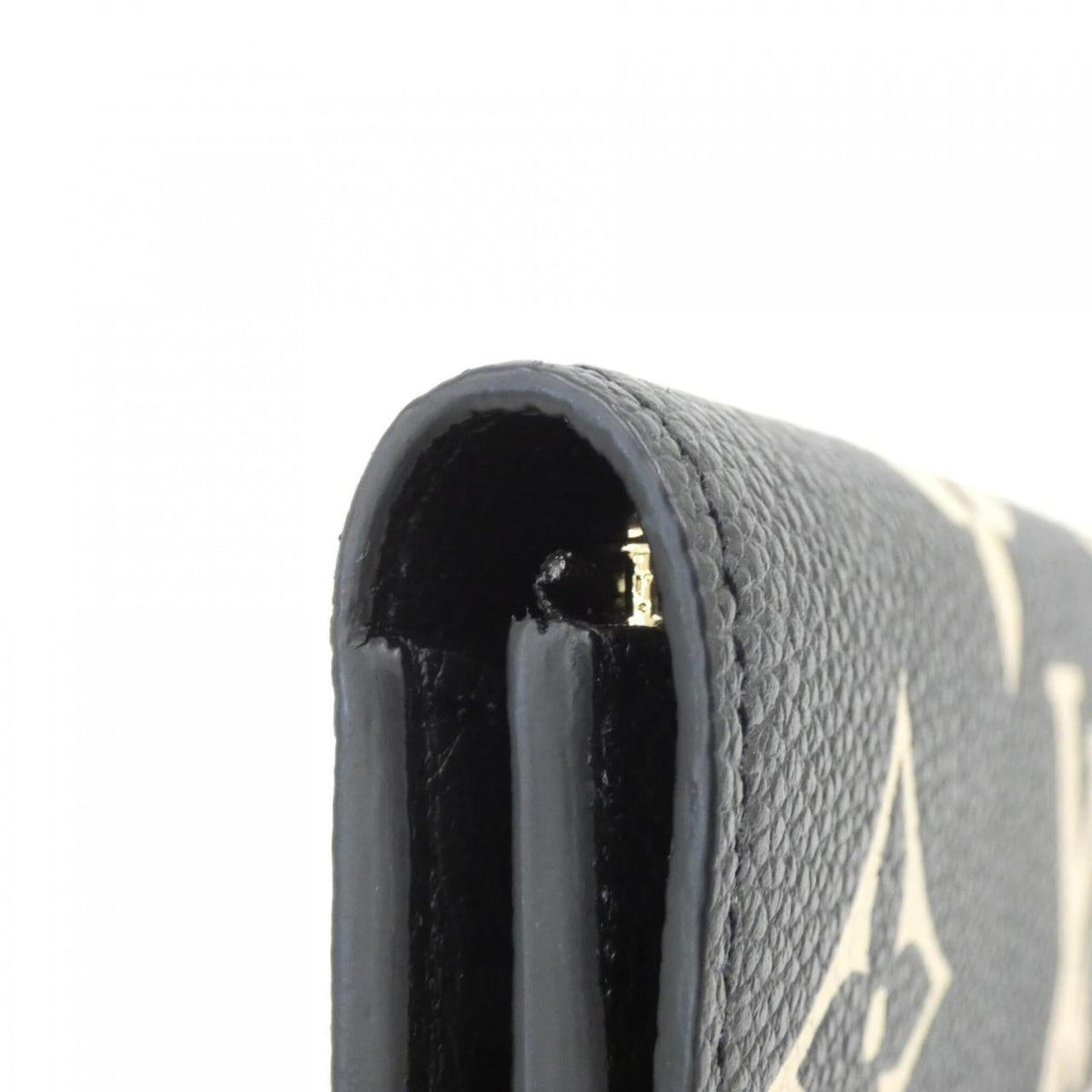 Louis Vuitton Beige Black Leather Long Wallet (Bi-Fold) (Pre-Owned)