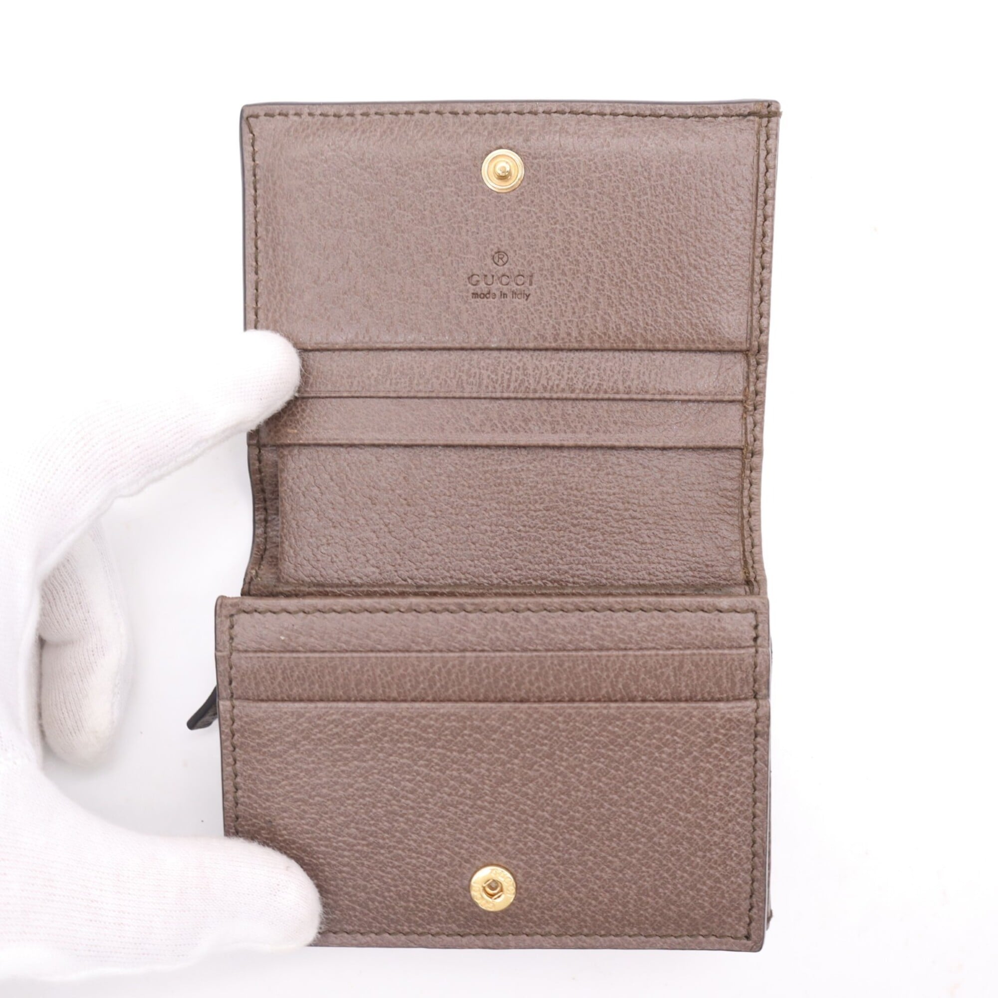 Gucci Ophidia Beige Brown Multi-Color Coated Canvas Leather Wallet (Bi-Fold) (Pre-Owned)