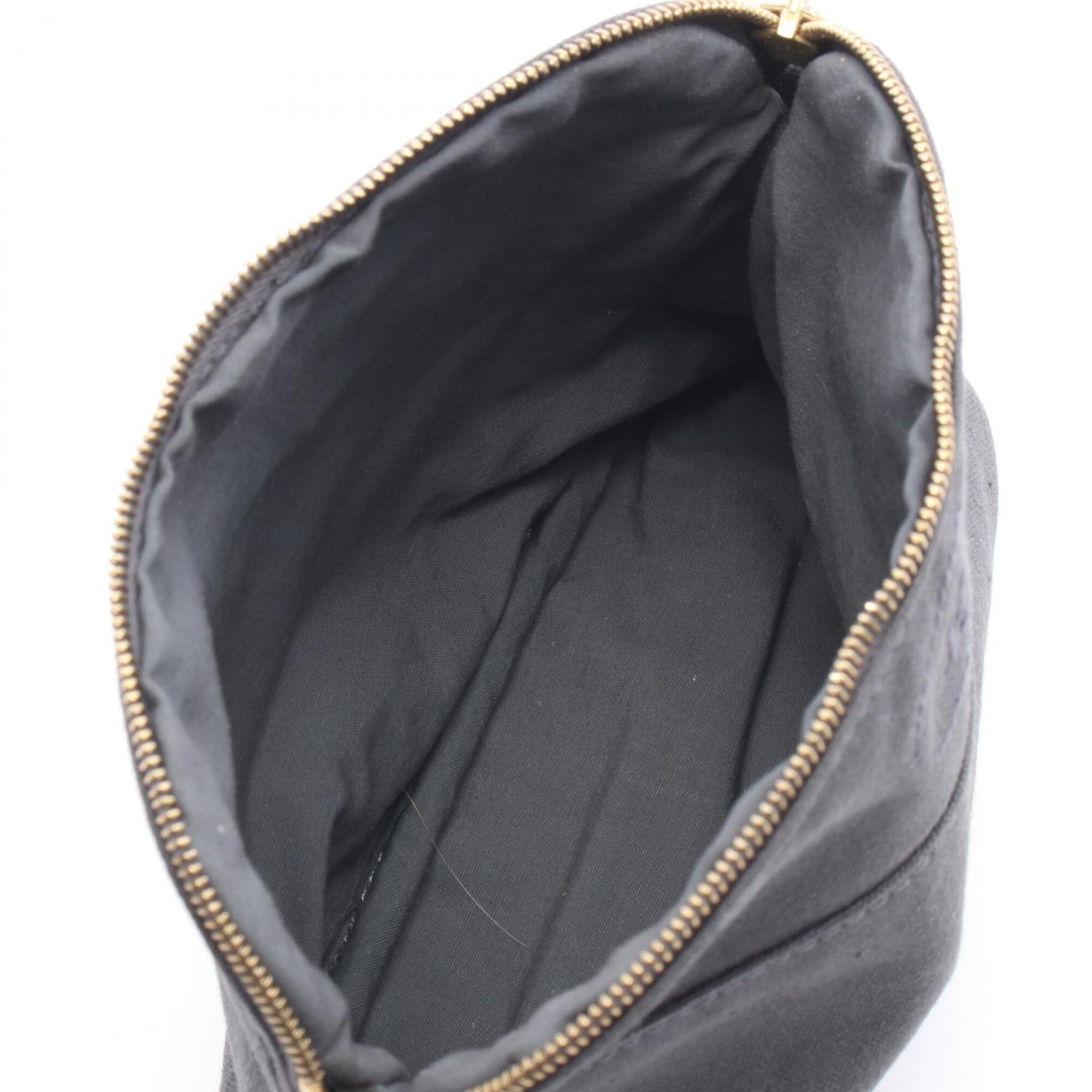 Hermes Brown Gray Canvas Leather Handbag Pouch (Pre-Owned)